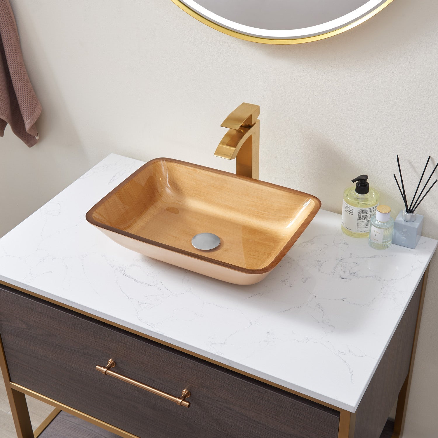 Vinnova Design Tudela Glass Rectangular Vessel Bathroom Sink without Faucet - New Star Living