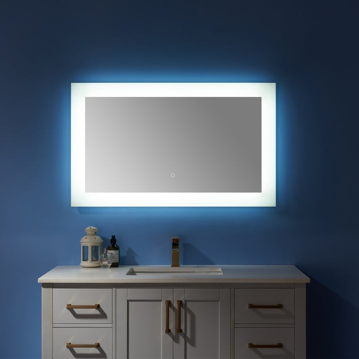 Vinnova 48'' Rectangle LED Lighted Accent Bathroom/Vanity Wall Mirror - 807048R-LED-AC - New Star Living