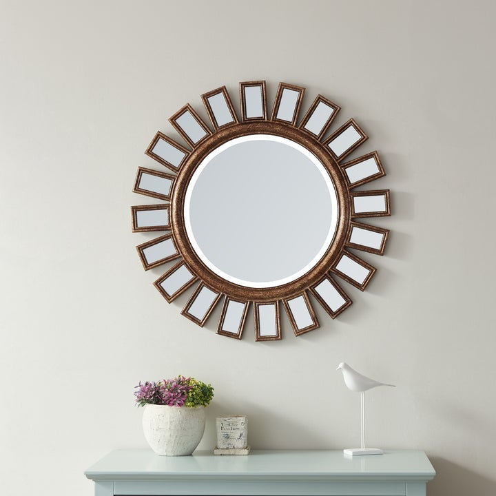 Vinnova Avellino 30" Circle Bathroom/Vanity Antique Brass framed Wall Mirror - 826030-CMIR-AB - New Star Living