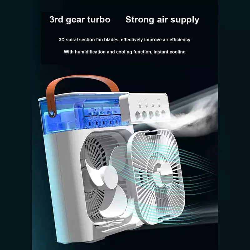 3 In 1 Air Humidifier Cooling USB Fan LED Night Light Water Mist Humidification Fan Spray Electric Fan - New Star Living