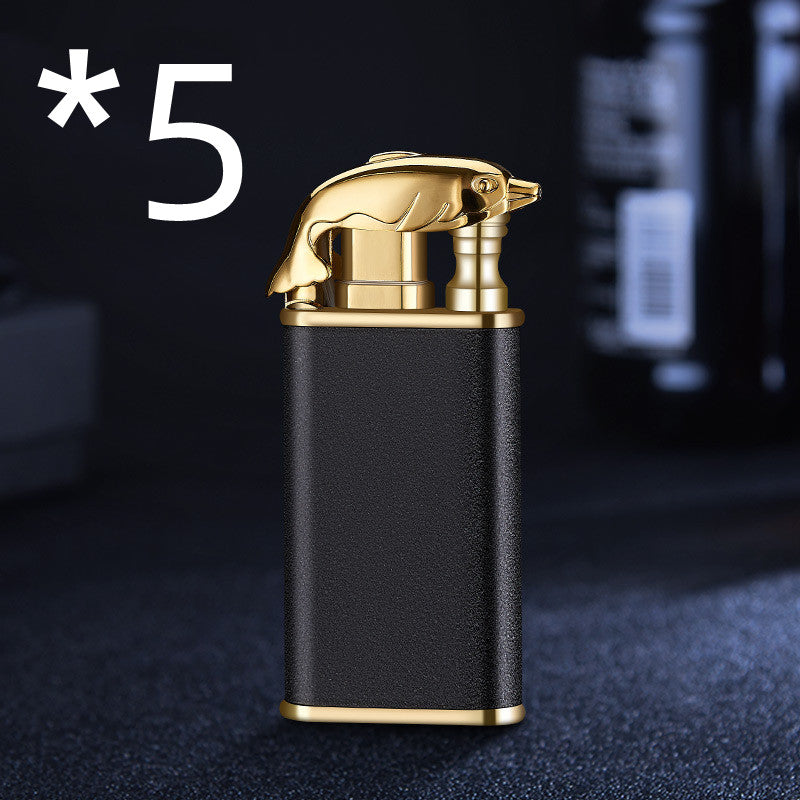 Creative Blue Flame Lighter Dolphin Dragon Tiger Double Fire Metal Winproof Lighter Inflatable Lighter - New Star Living
