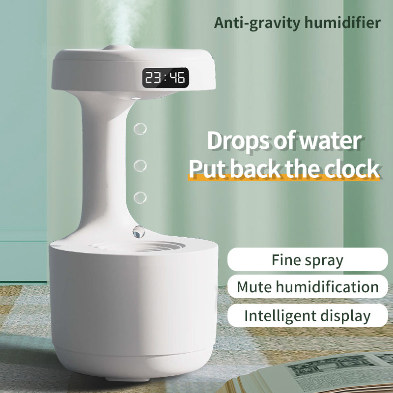 Bedroom Anti-Gravity Humidifier With Clock Water Drop Backflow Aroma Diffuser Large Capacity Office Bedroom Mute Heavy Fog Household Sprayer - New Star Living