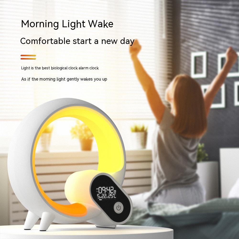 Creative Q Light Analog Sunrise Digital Display Alarm Clock Bluetooth Audio Intelligent Wake-up Q Colorful Atmosphere Light - New Star Living