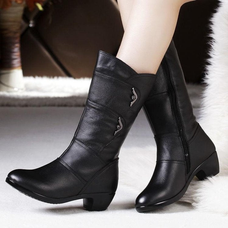 Women's Fashion Velvet Padded Warm Round Head Upper-wrapping Boots - New Star Living