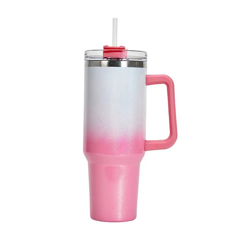40oz Straw Coffee Insulation Cup With Handle Portable Car Stainless Steel Water Bottle LargeCapacity Travel BPA Free Thermal Mug - New Star Living