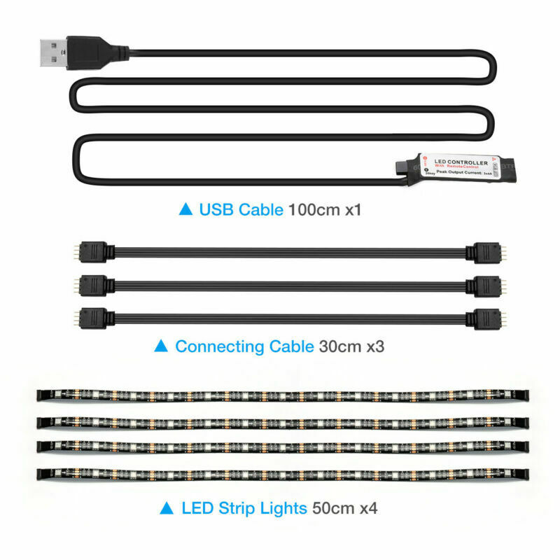 4x50CM USB 5V RGB LED Strip Background Light Remote Kit For TV Computer Lamp - New Star Living