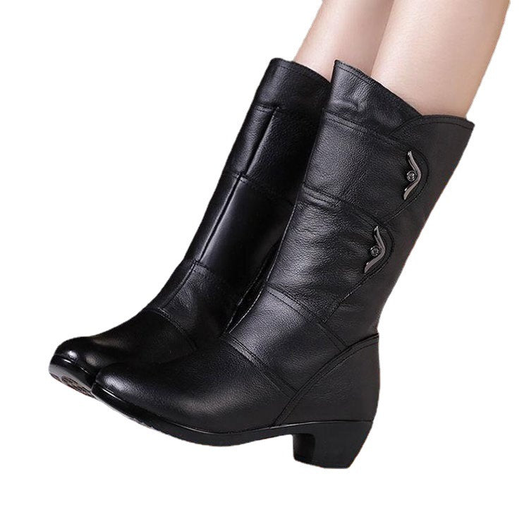 Women's Fashion Velvet Padded Warm Round Head Upper-wrapping Boots - New Star Living