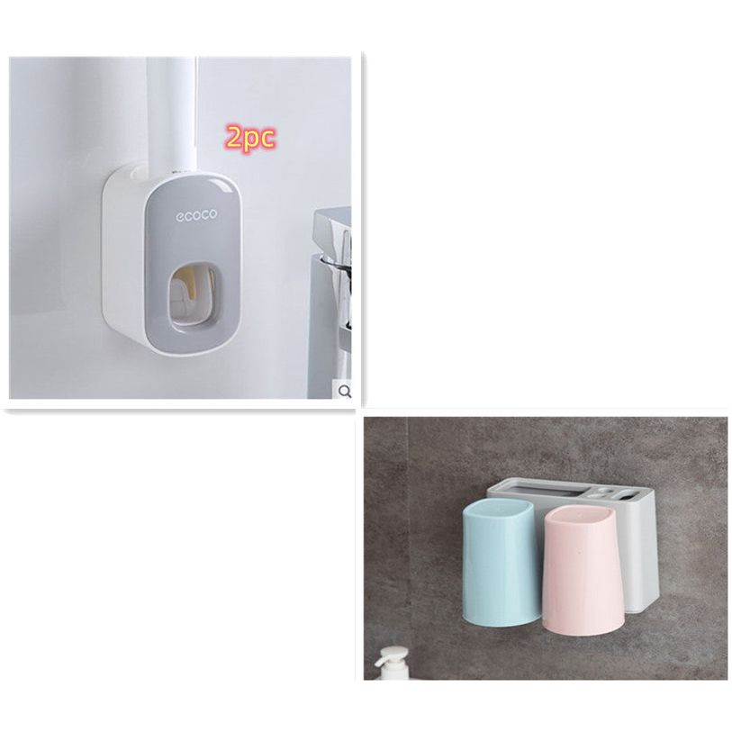 Wall Mounted Automatic Toothpaste Holder Bathroom Accessories Set Dispenser - New Star Living