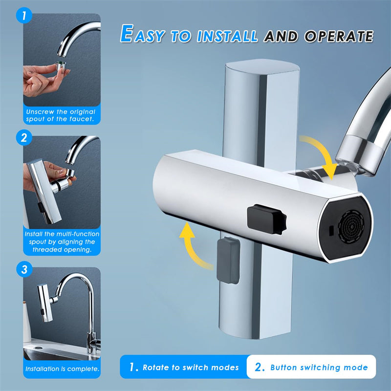 Kitchen Faucet Waterfall Outlet Splash Proof Universal Rotating Bubbler Multifunctional Water Nozzle Extension Kitchen Gadgets - New Star Living