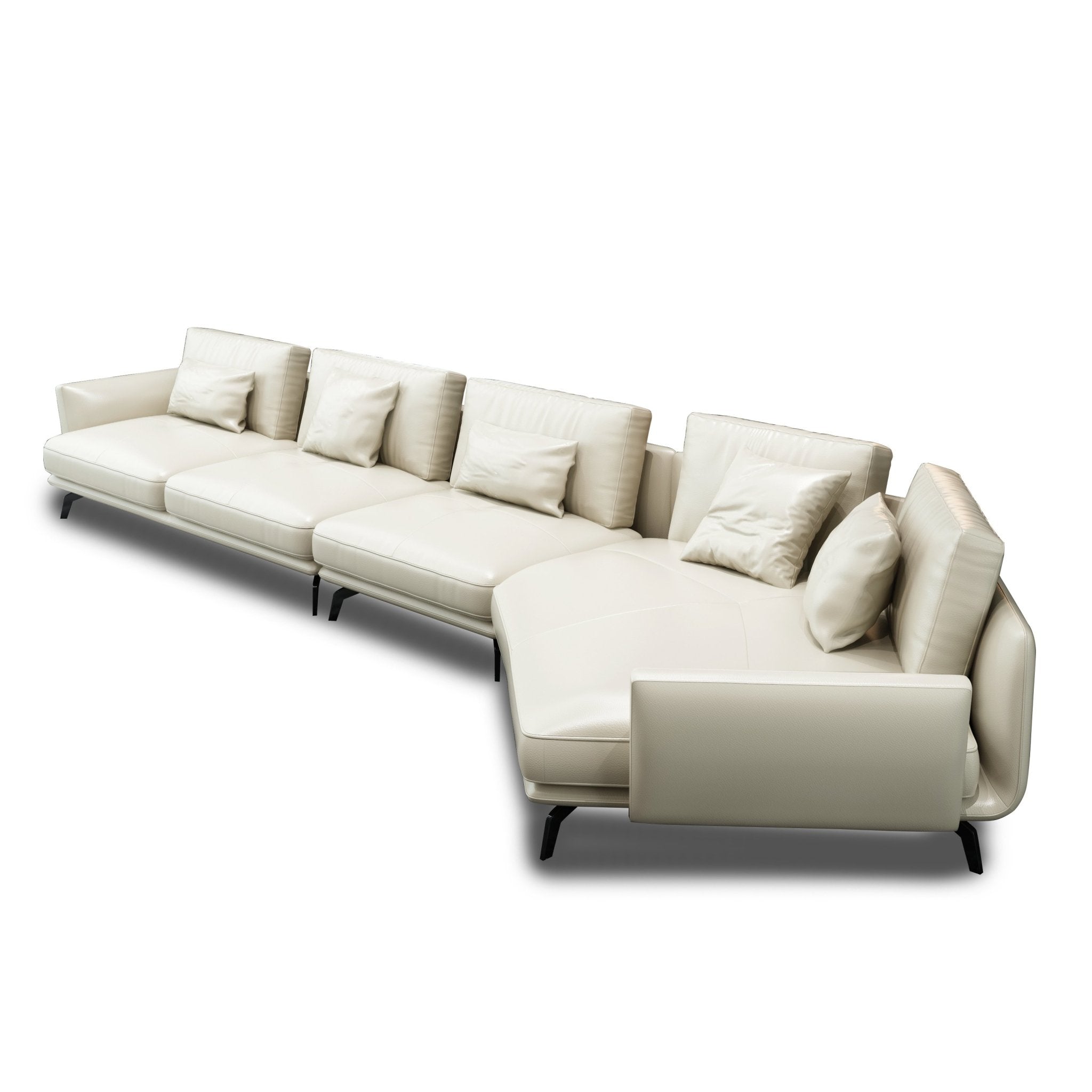 European Furniture - Galaxy Sectional Off White Italian Leather - EF-54437R-3RHC - New Star Living