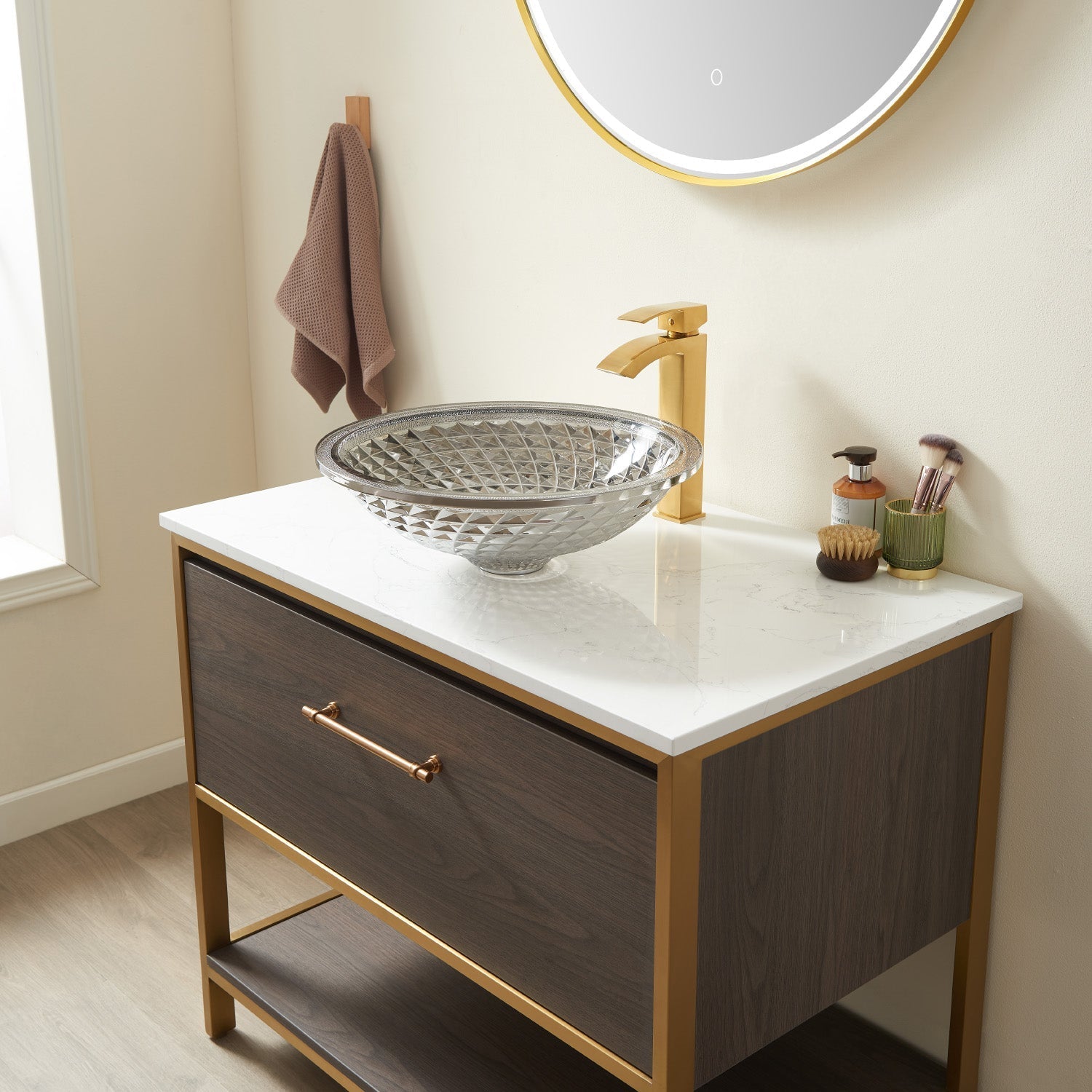 Vinnova Design Gandia Glass Circular Vessel Bathroom Sink without Faucet - New Star Living