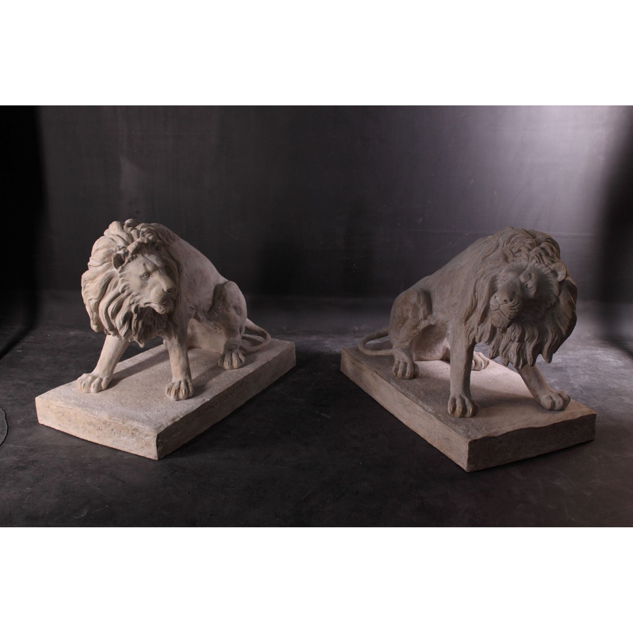 AFD Home  Symmetrical Pair of 39 Inch Entry Lions in Rough Stone - New Star Living