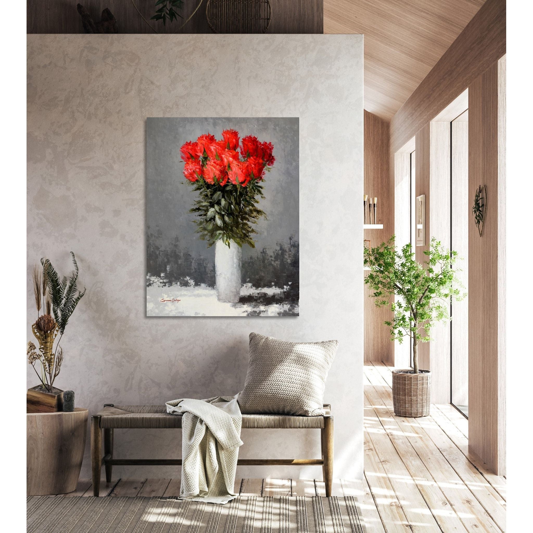 AFD Home  Red Flower Vase Gallery Wrap - New Star Living