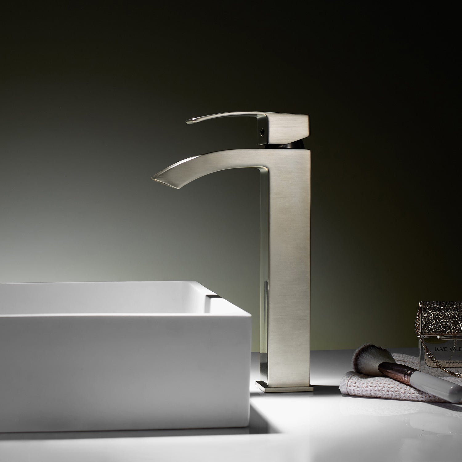 Vinnova Design Noya Single High Handle Hole Lever Bathroom Vessel Sink Faucet in Satin Nickel - New Star Living