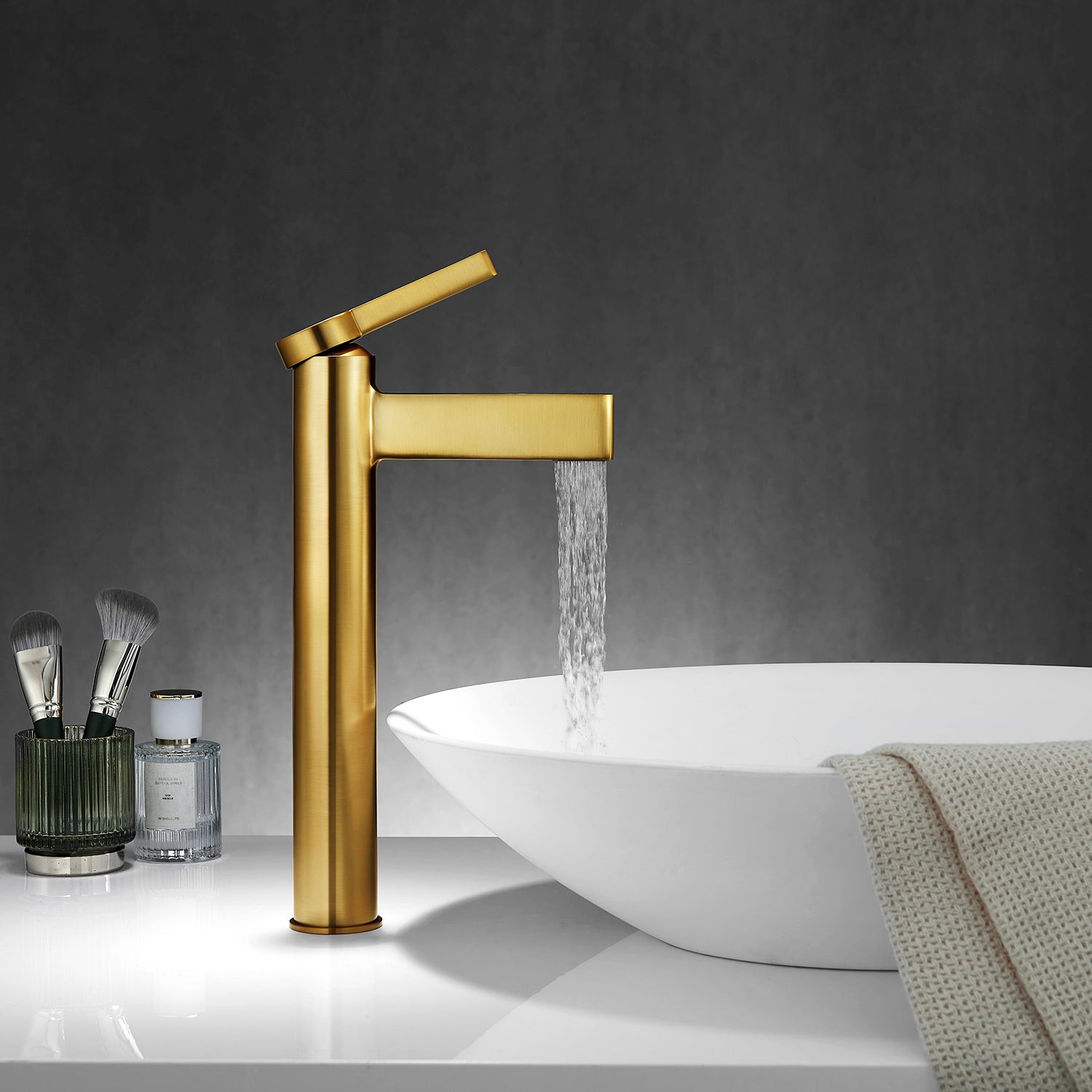 Vinnova Design Oviedo Single High Handle Hole Lever Vessel Brushed Gold Bathroom Faucet - New Star Living