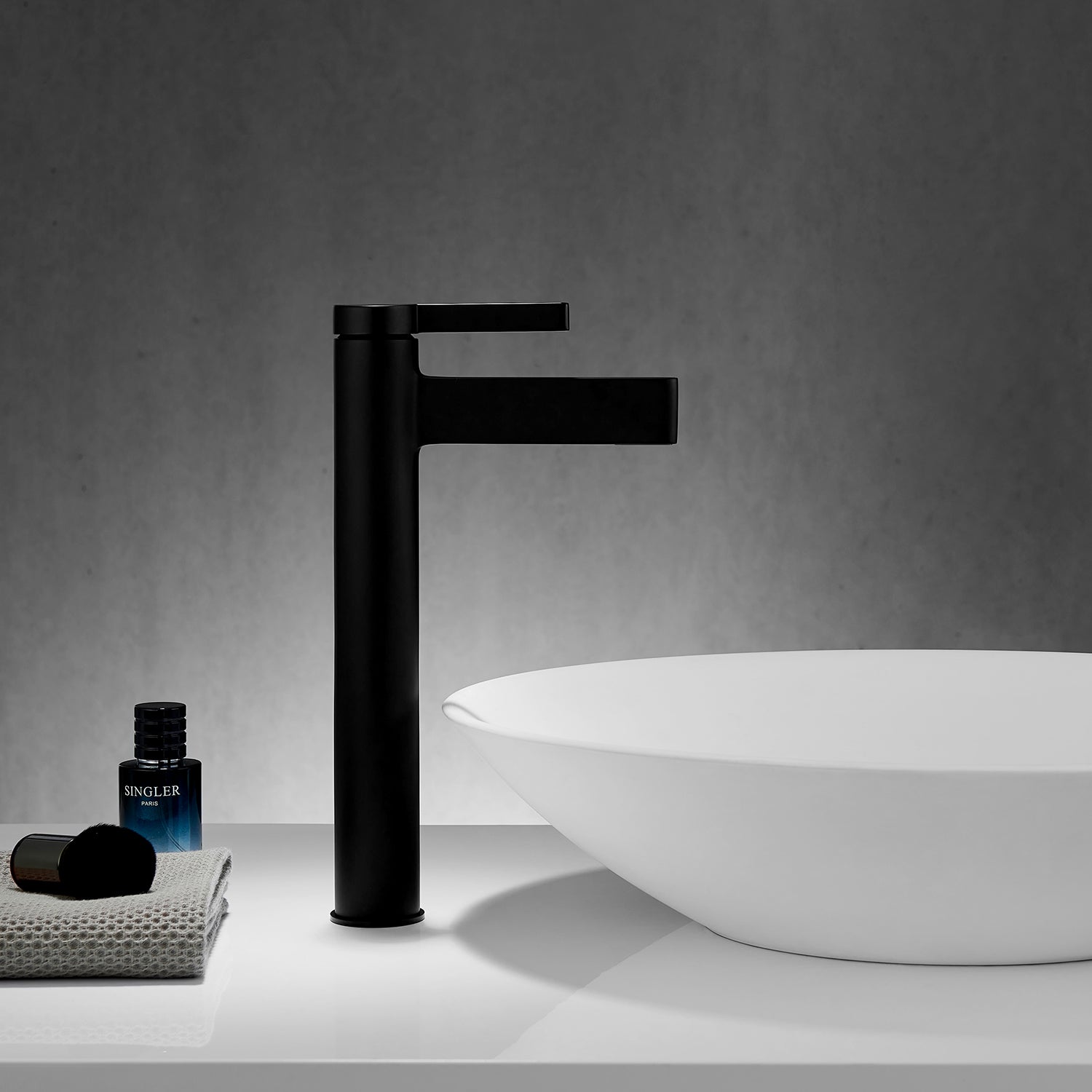 Vinnova Design Oviedo Single High Handle Hole Lever Vessel Matte Black Bathroom Faucet - New Star Living