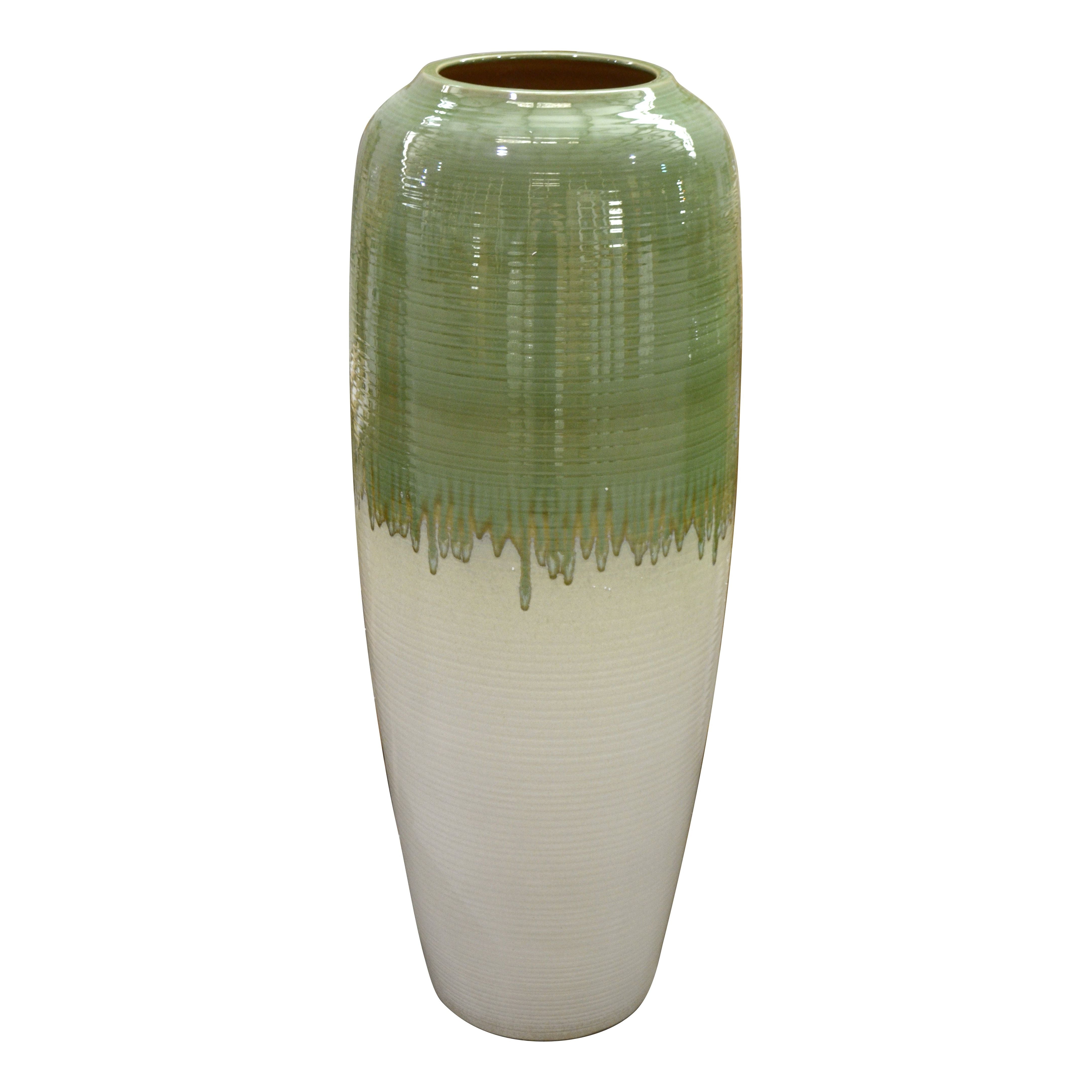 AFD Home  Avocado Green And White Large Vase - New Star Living