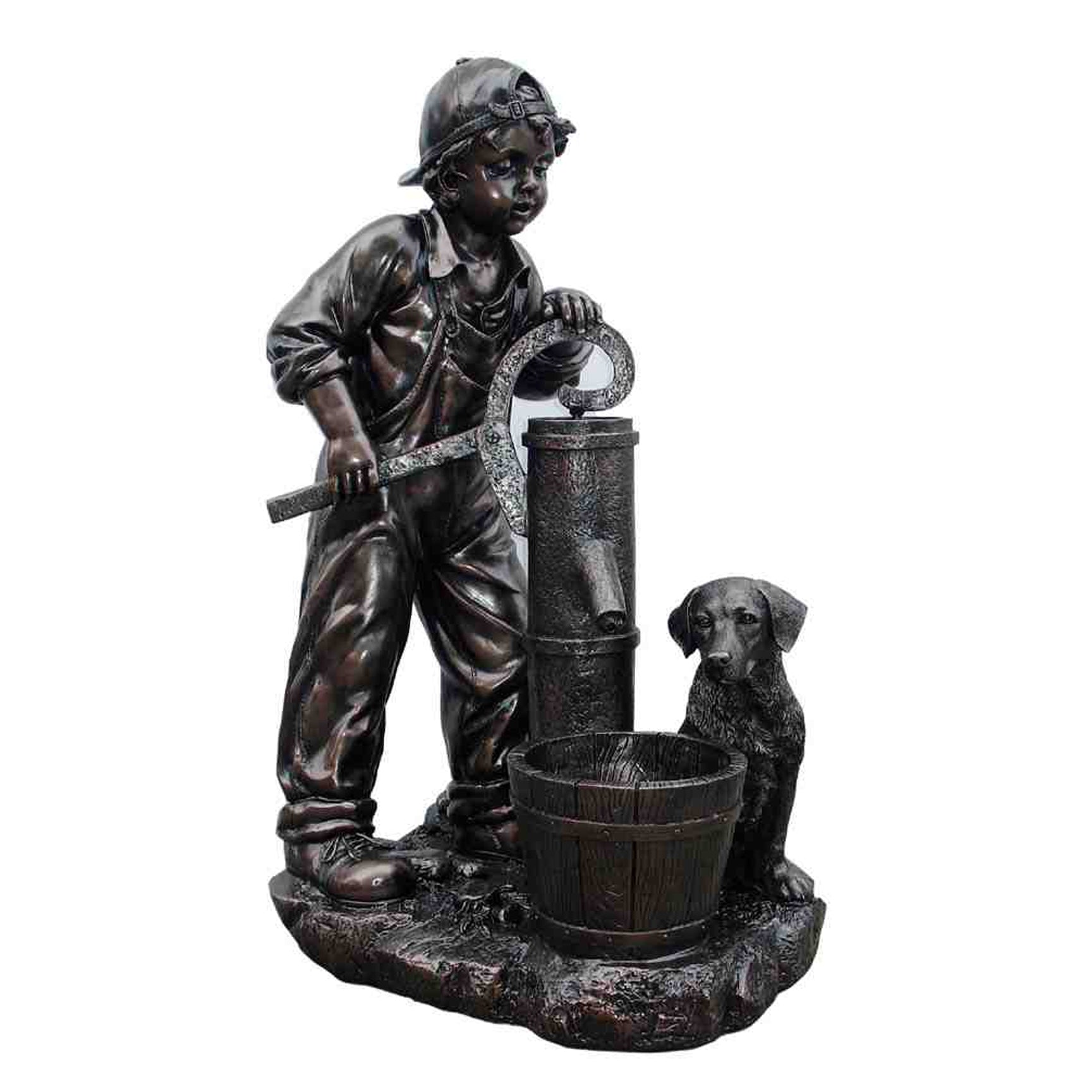 AFD Home  Boy and Dog at Water Pump Fountain Self Contained - New Star Living