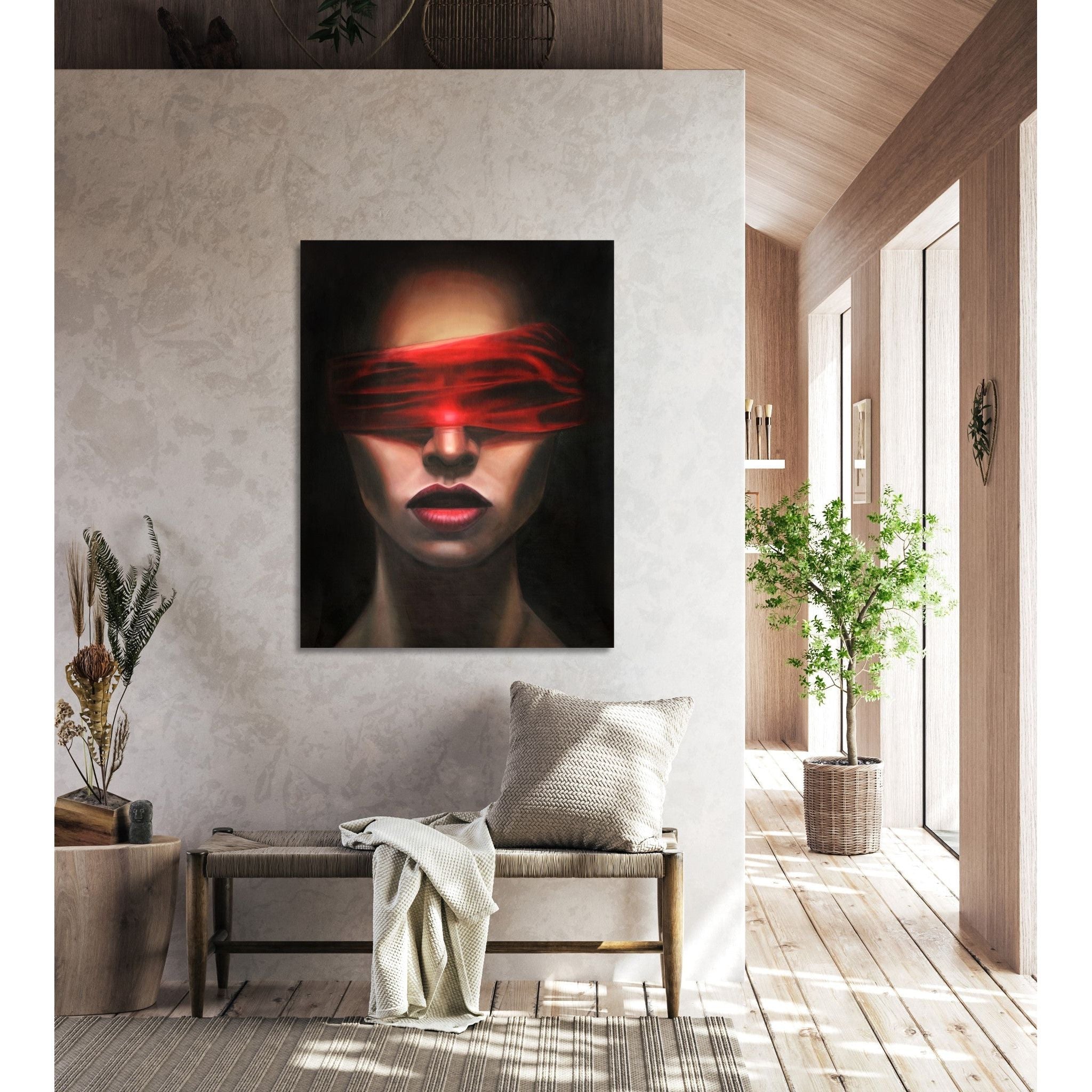 AFD Home  Red Blindfolded Woman Gallery Wrap - New Star Living