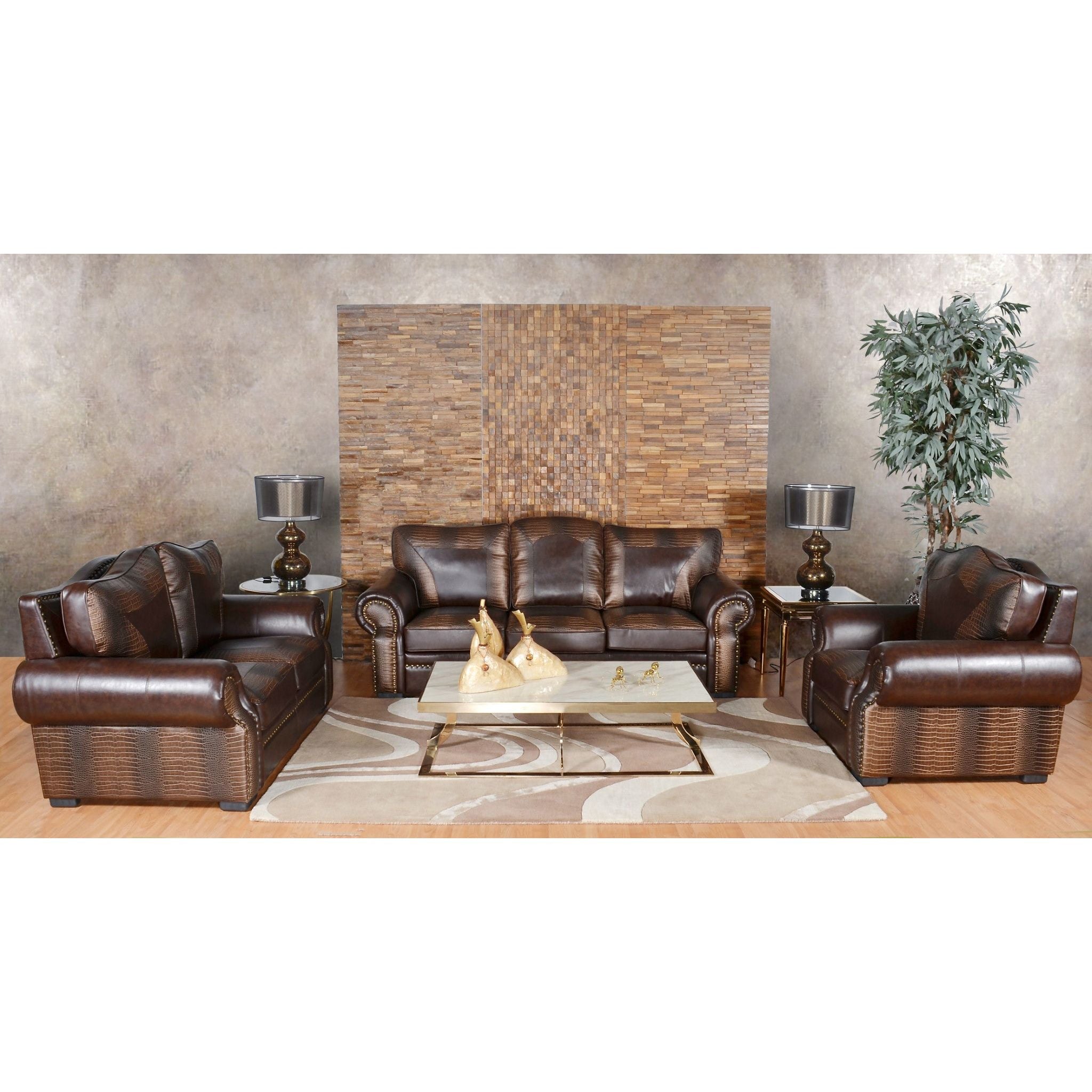 AFD Home  Botswana Croc and Micro Leather Loveseat - New Star Living