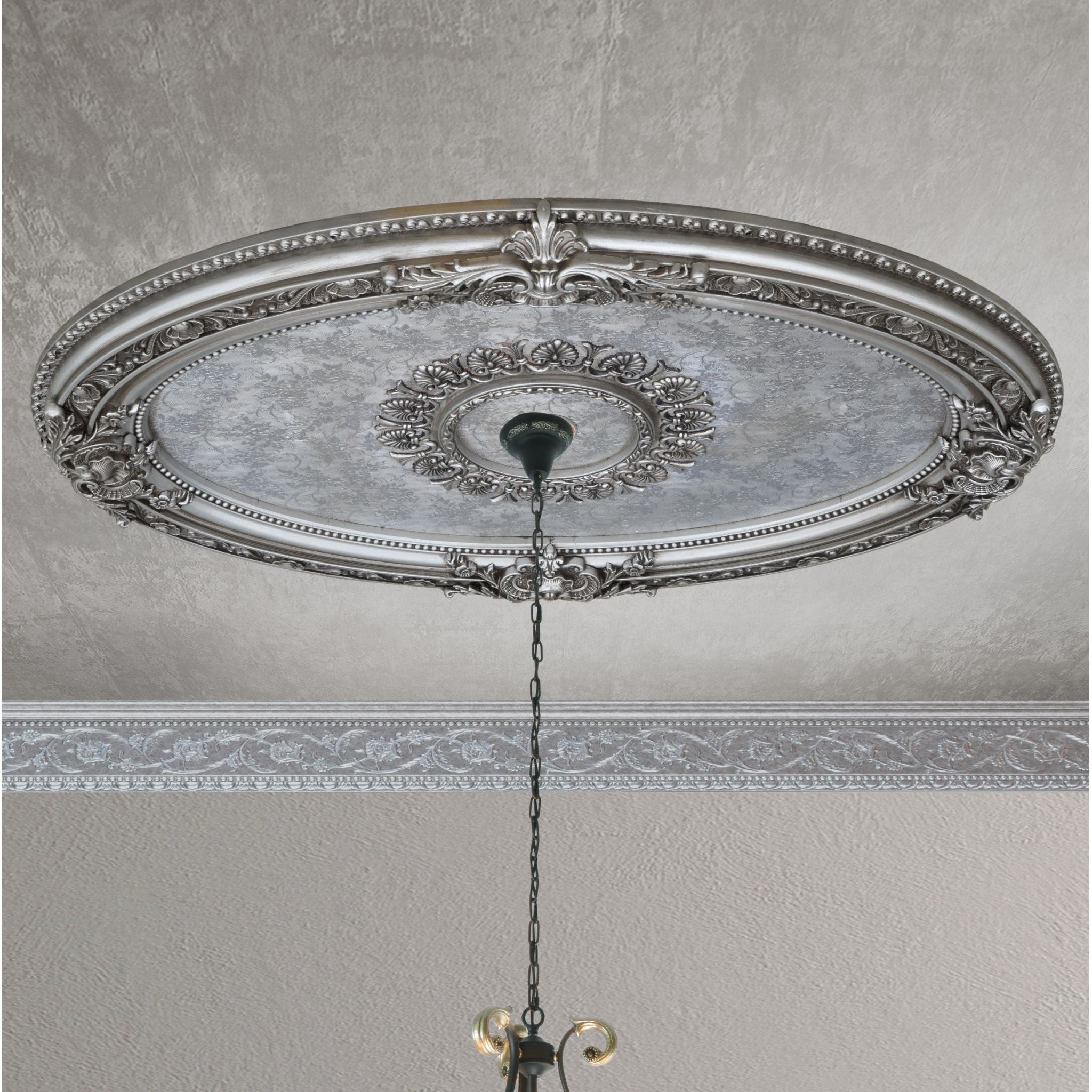 AFD Home  Antique Silver Petite Oval Ceiling Medallion - New Star Living