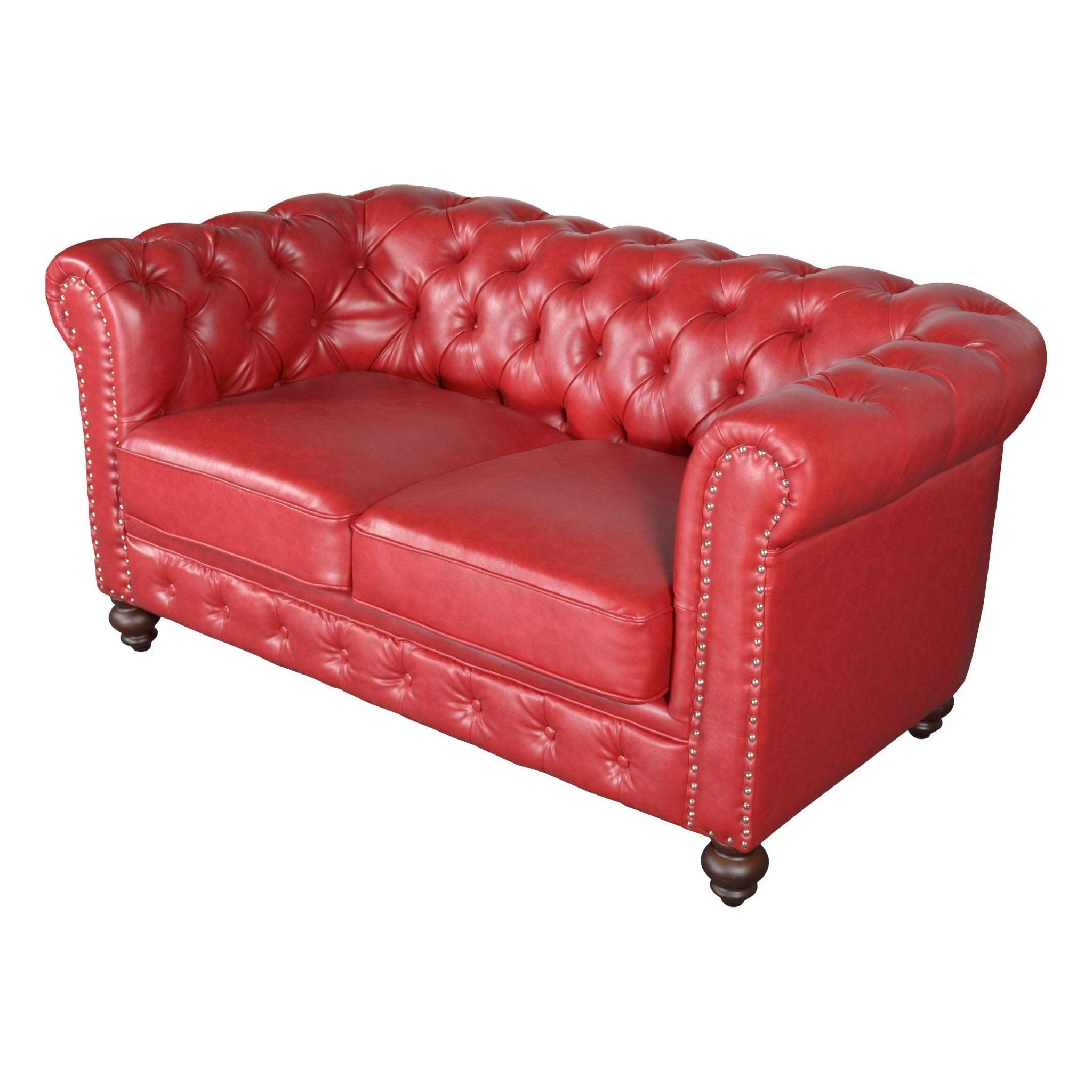 AFD Home  Classic Chesterfield Loveseat Red - New Star Living