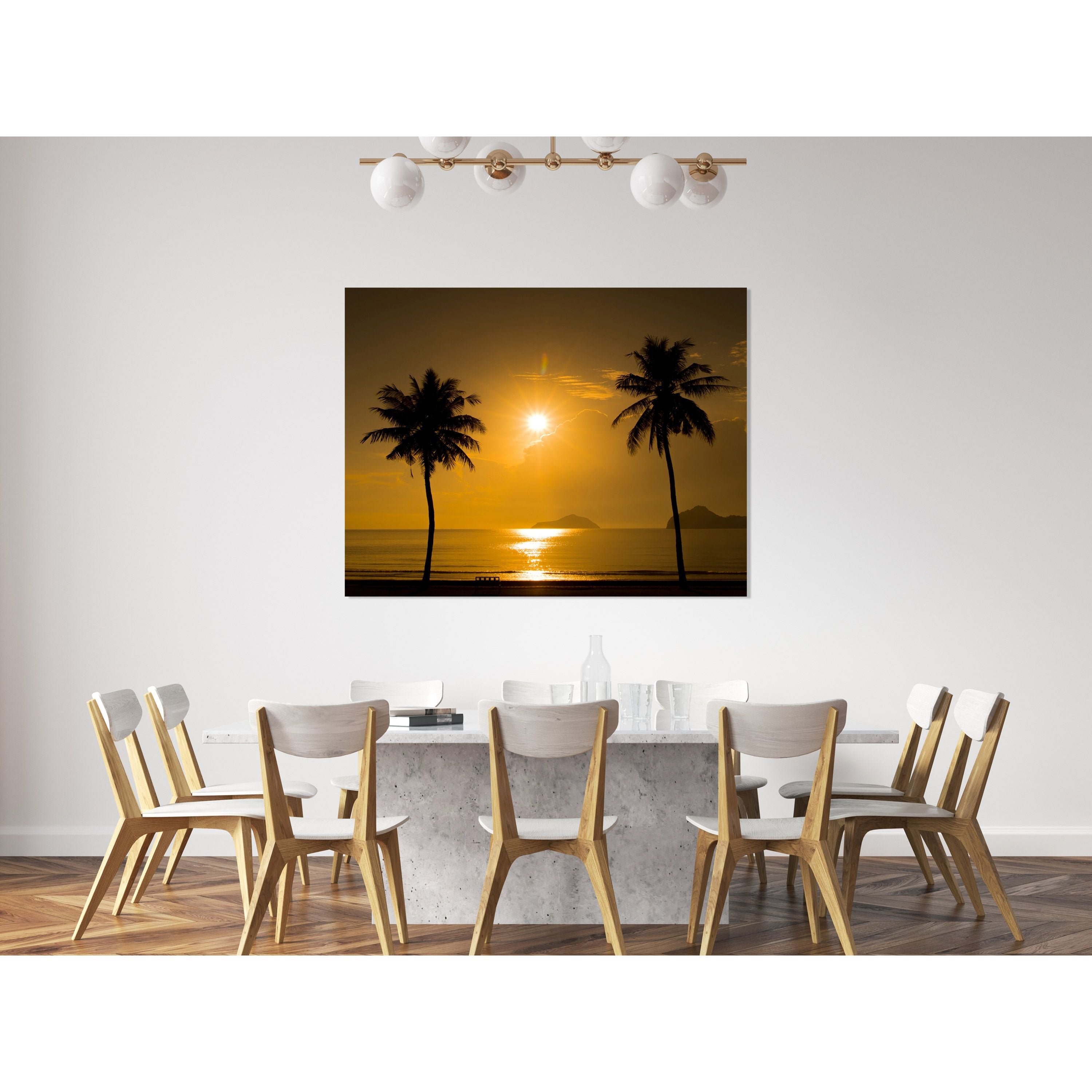 AFD Home  Two Palm Trees Sunset Tropical Beach 48x60 - New Star Living