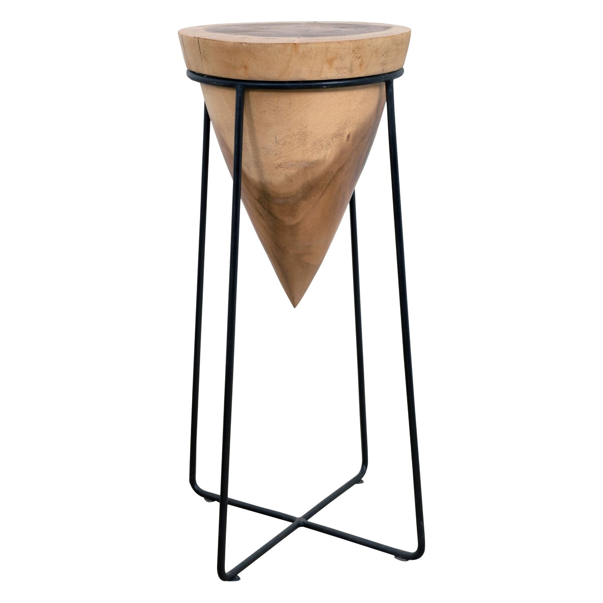 AFD Home  Suar Wood Cone Table With Iron Stand - New Star Living