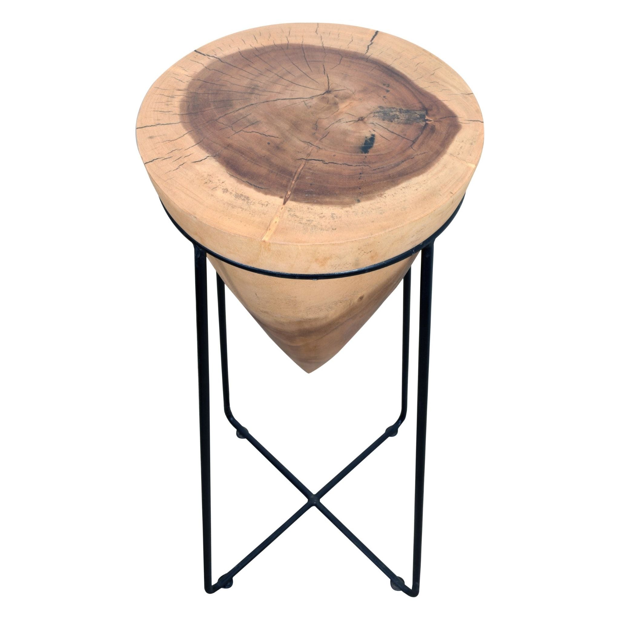 AFD Home  Suar Wood Cone Table With Iron Stand - New Star Living