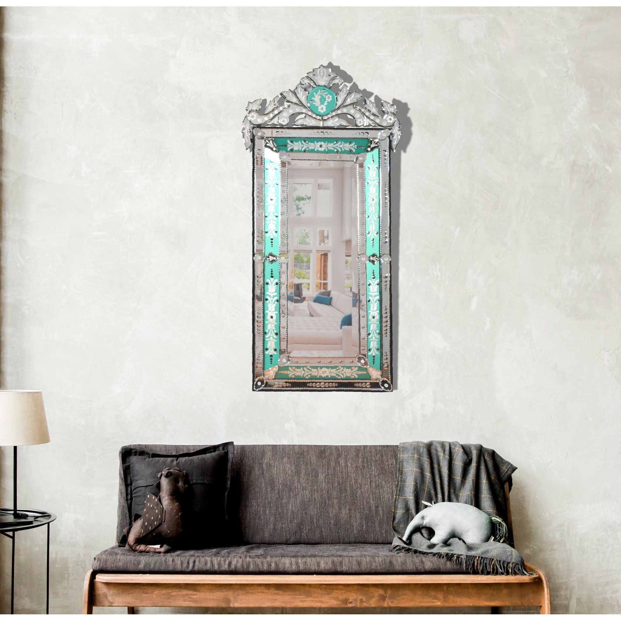 AFD Home  Striking Venetian Style Mirror With Seafoam Border 47.24" Tall - New Star Living
