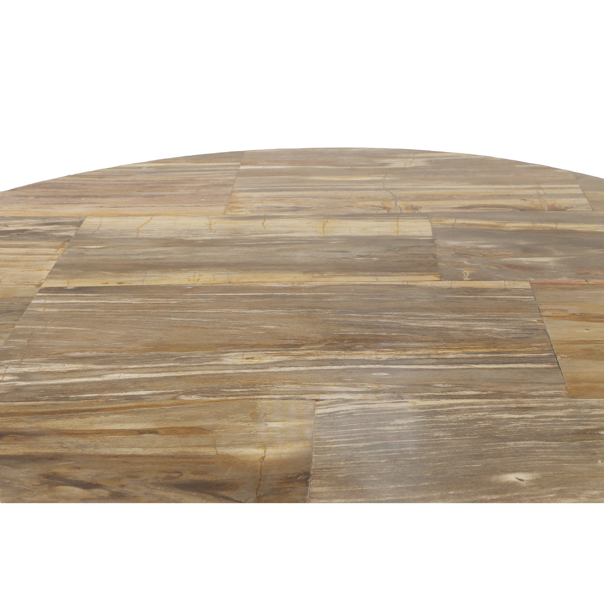 AFD Home  60 Inch Round Petrified Light Wood Table With Stainless Base - New Star Living