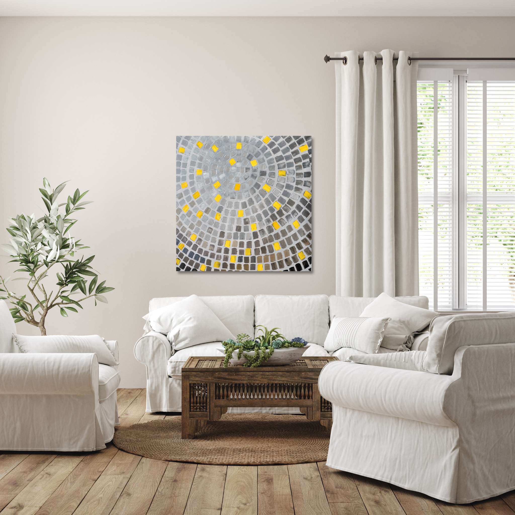 AFD Home  Abstract Gray Yellow Mosaic - New Star Living