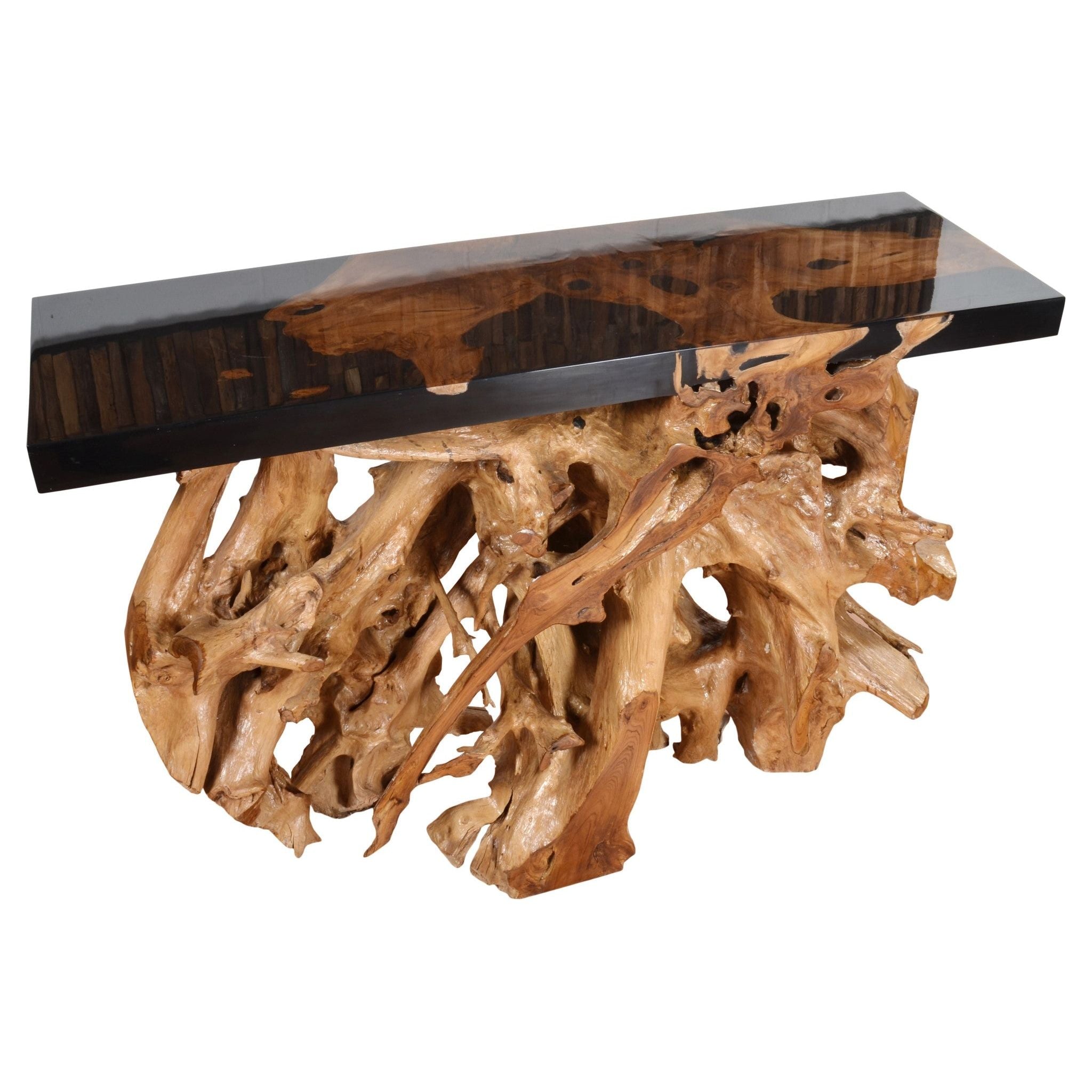 AFD Home  48 Inch Teak Root Console Black Resin - New Star Living