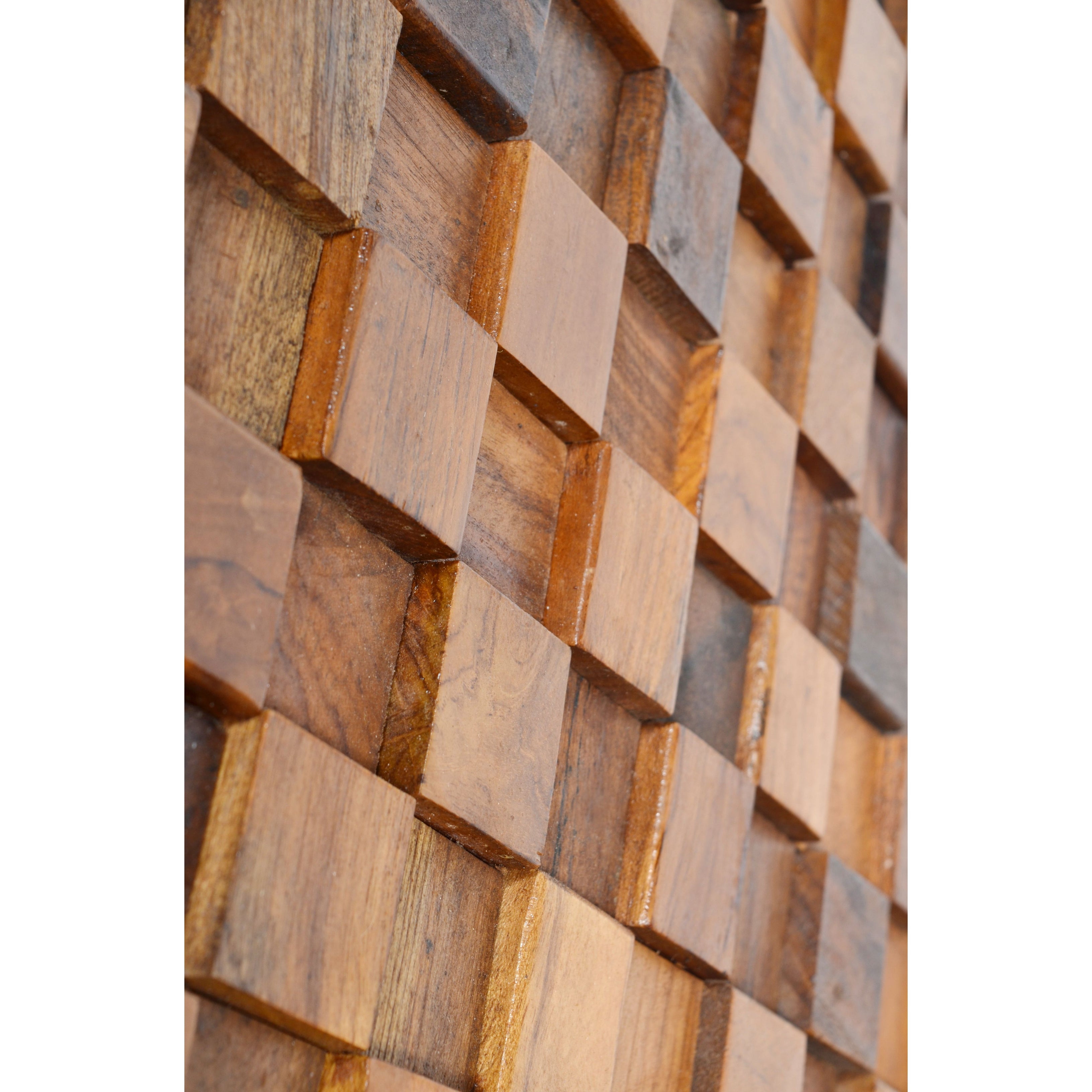 AFD Home  8 Ft Reclaimed Teak Square Mosaic Wall Panel - New Star Living