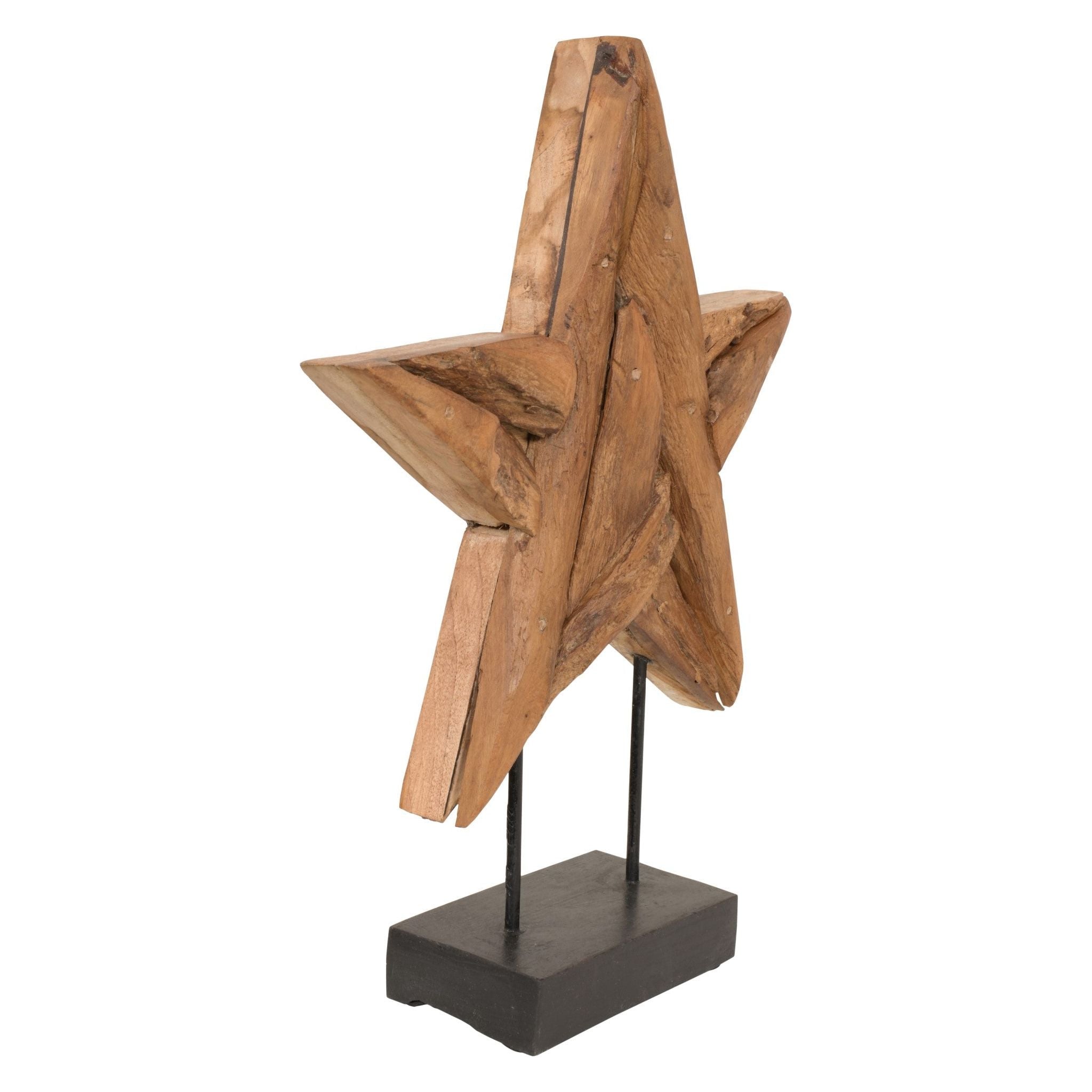AFD Home  Five Point Teak Wood Star on Stand - New Star Living