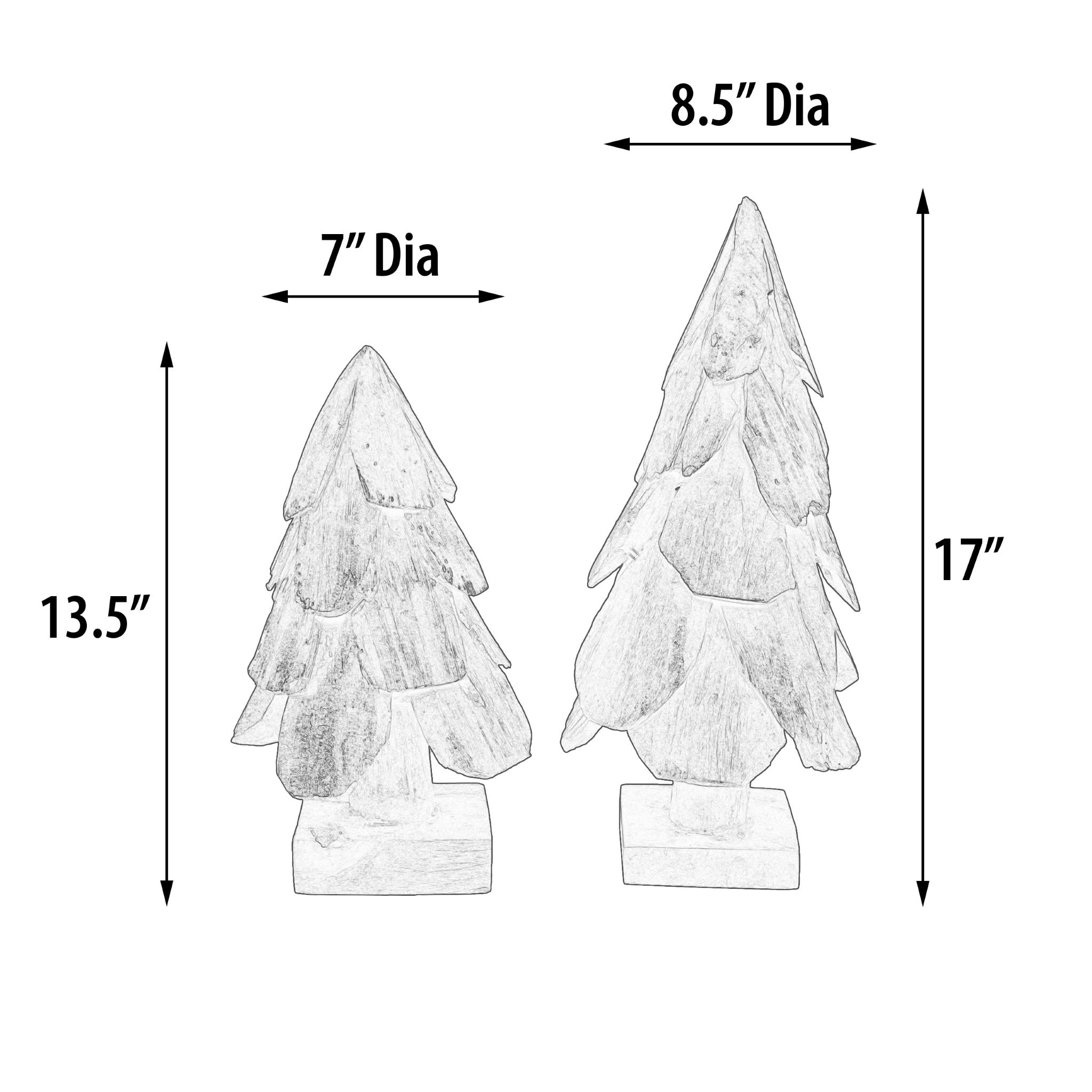 AFD Home  Teak Wood Pine Tree in a Stand Set of 2 - New Star Living