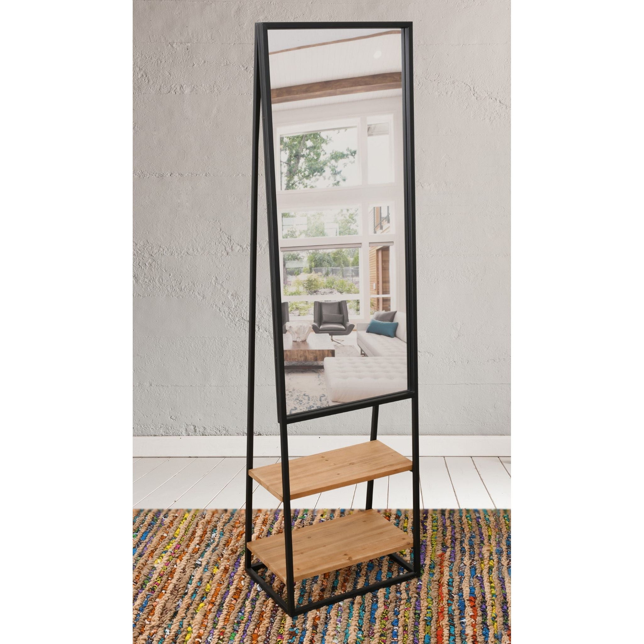 AFD Home  Dressing Valet Mirror Iron Framed with Shelves - New Star Living