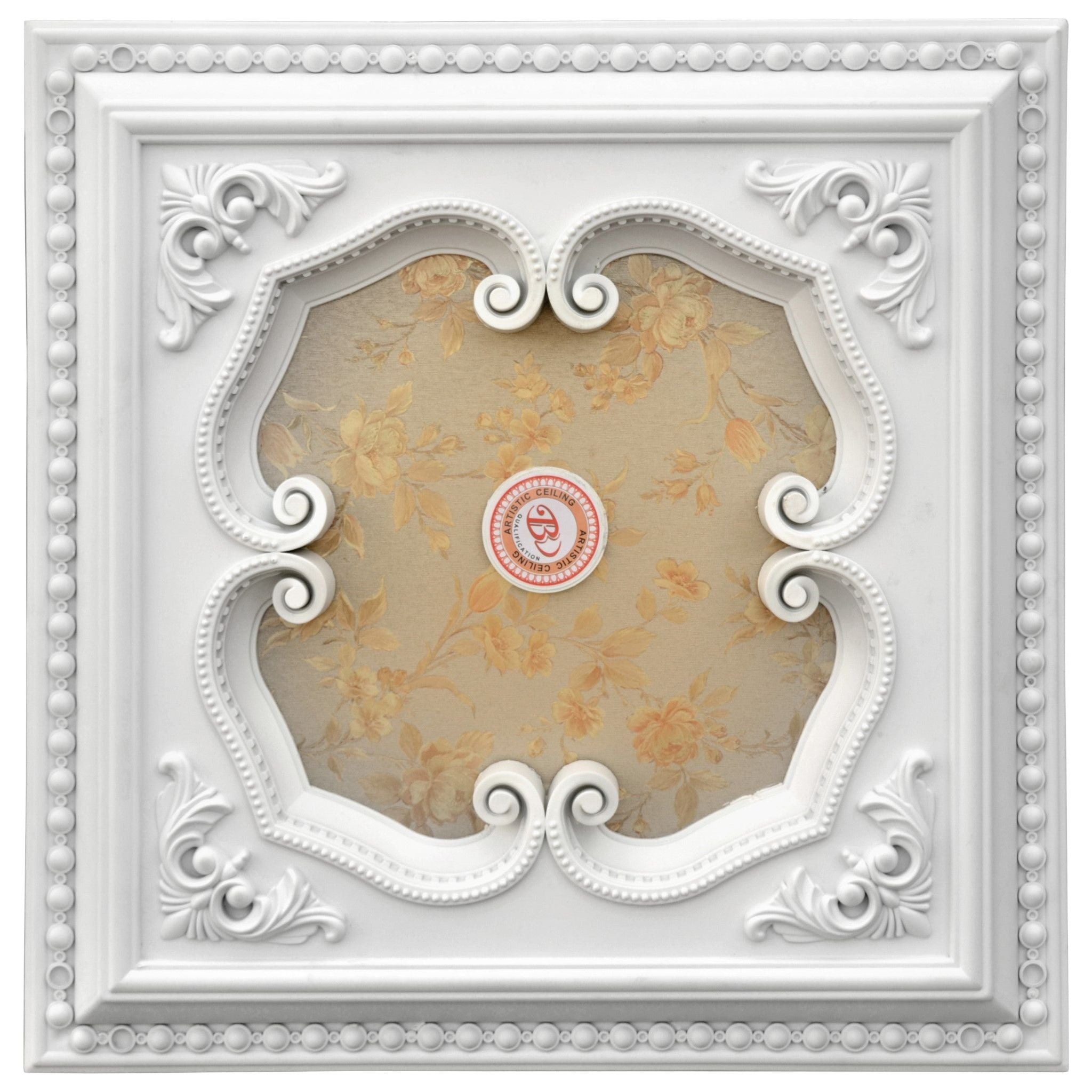 AFD Home  White and Gold Four Leaf Clover Square Chandelier Ceiling Medallion 24in - New Star Living