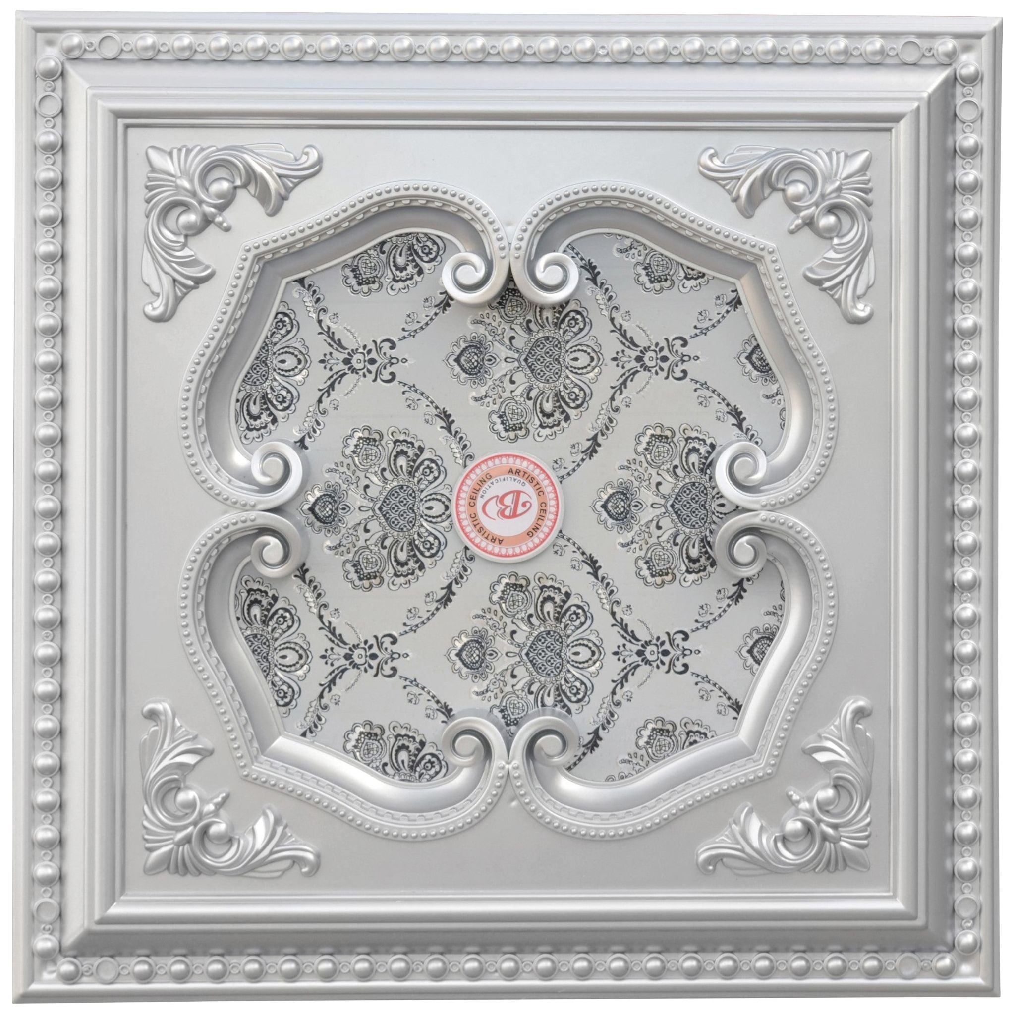 AFD Home  Silver Four Leaf Clover Square Chandelier Ceiling Medallion 24in - New Star Living