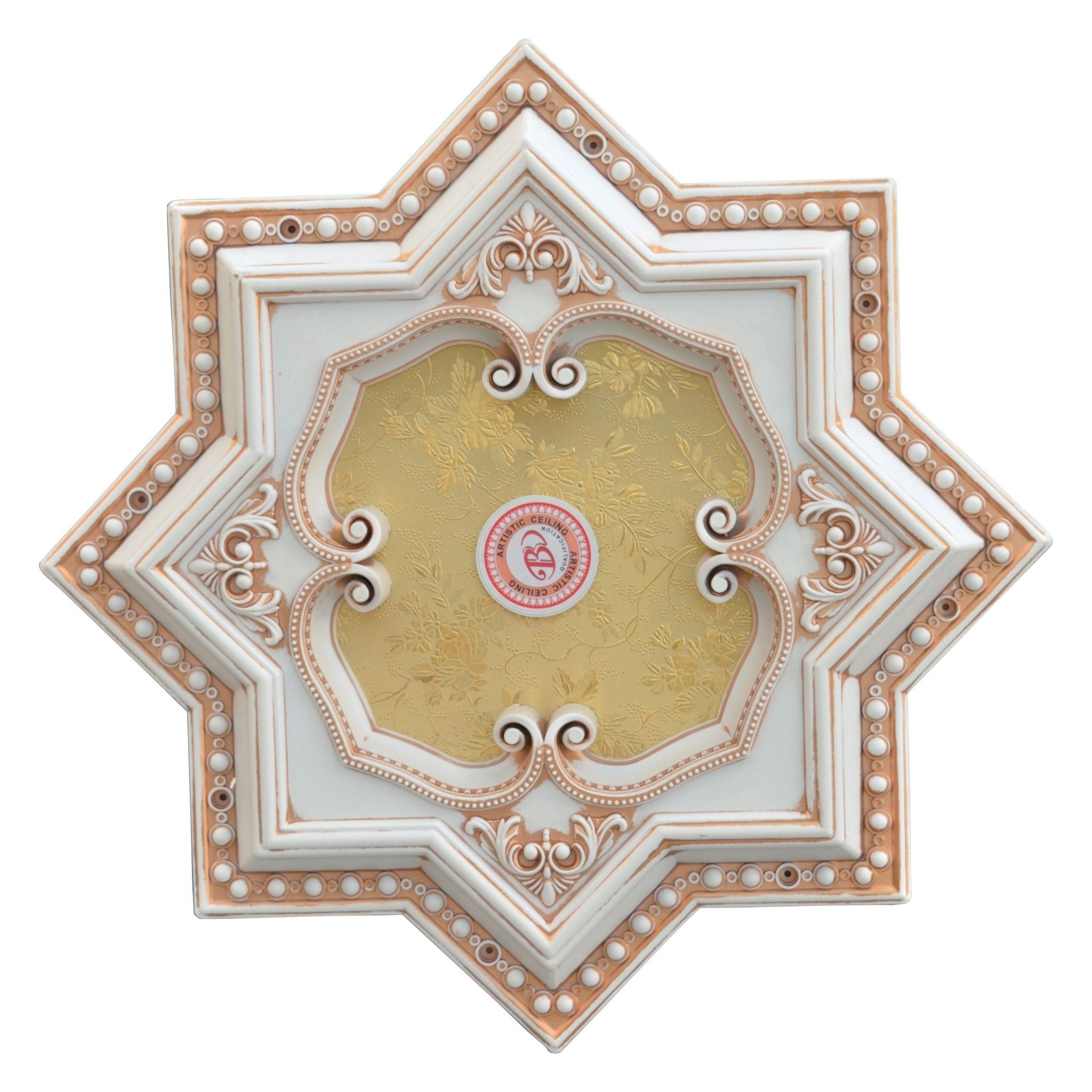 AFD Home  Ivory and Gold Eight Pointed Star Chandelier Ceiling Medallion 24in - New Star Living