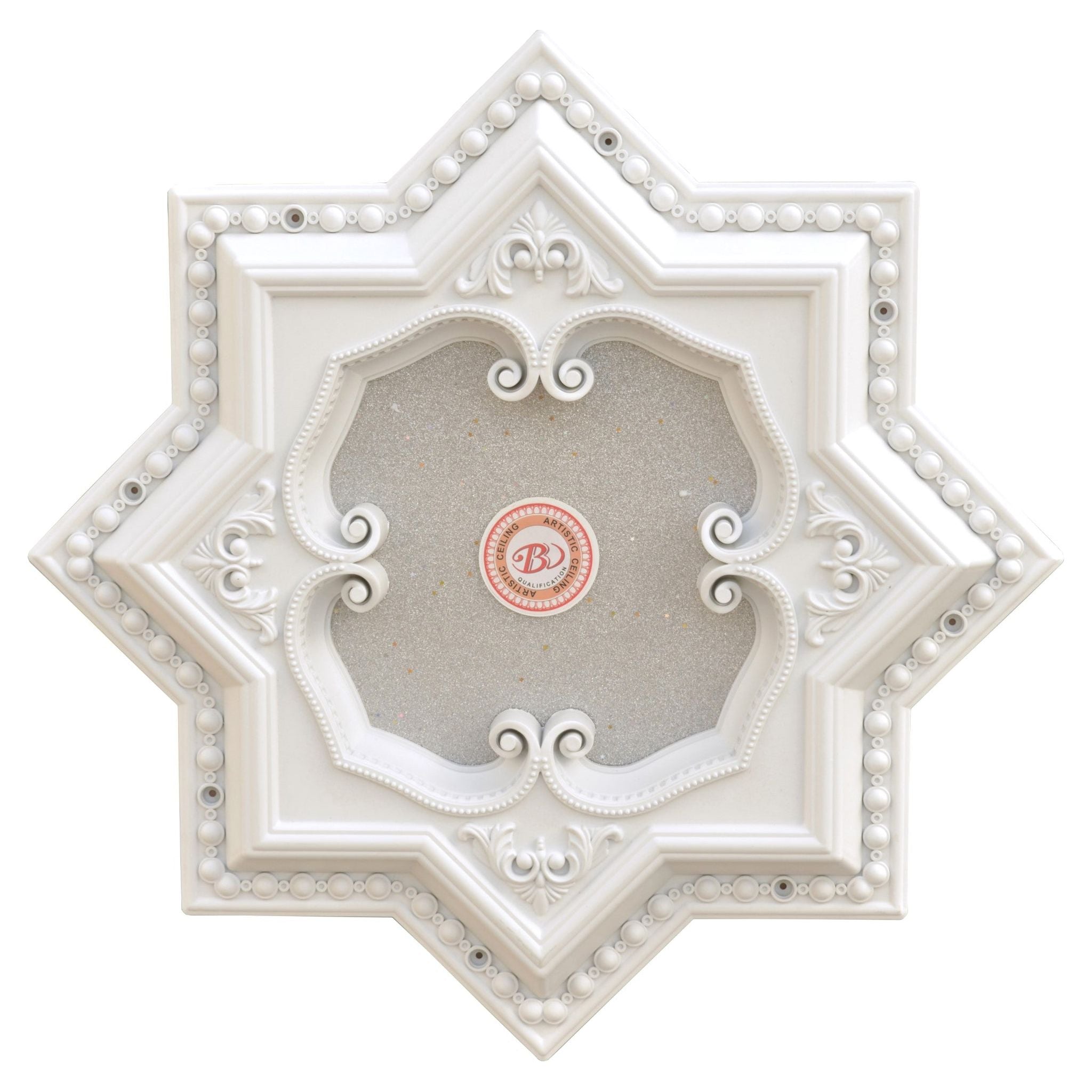 AFD Home  White and Silver Eight Pointed Star Chandelier Ceiling Medallion 24in - New Star Living