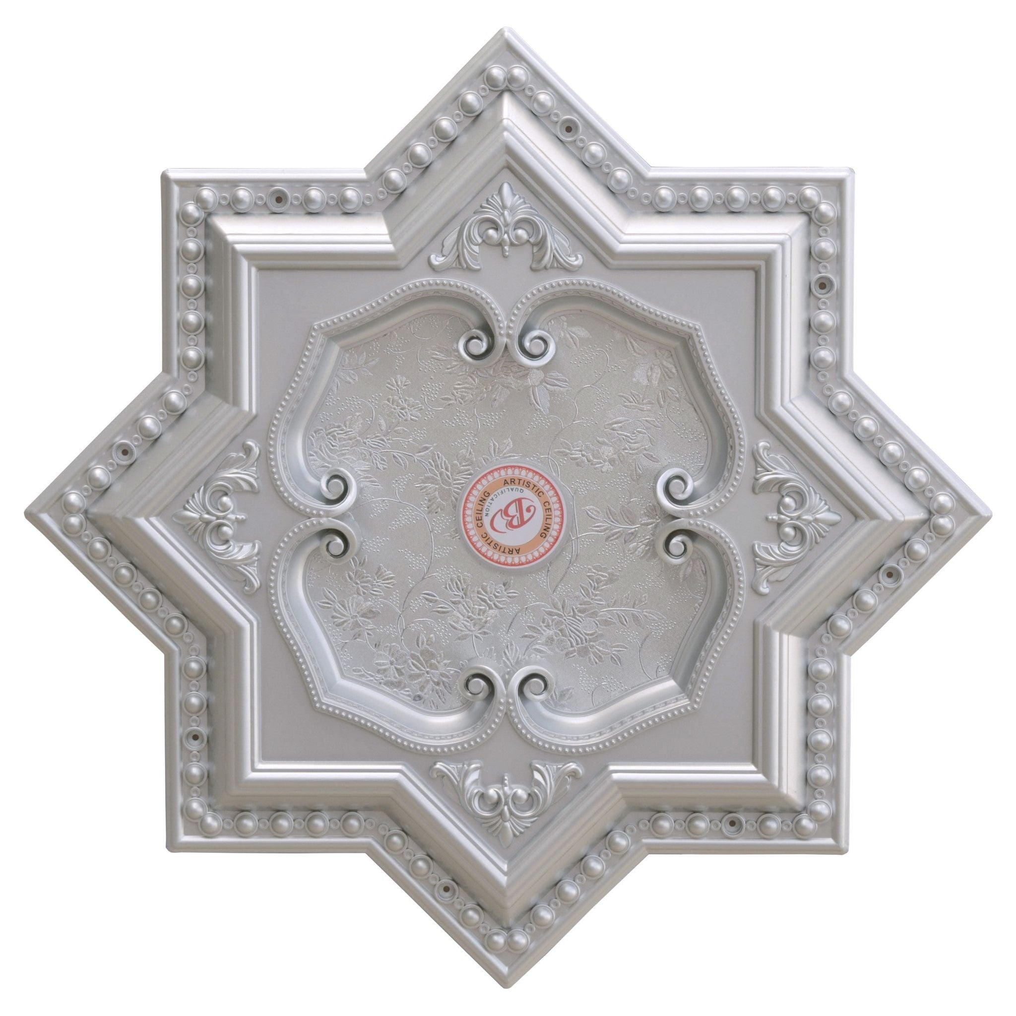 AFD Home  Silver Eight Pointed Star Chandelier Ceiling Medallion 24in - New Star Living