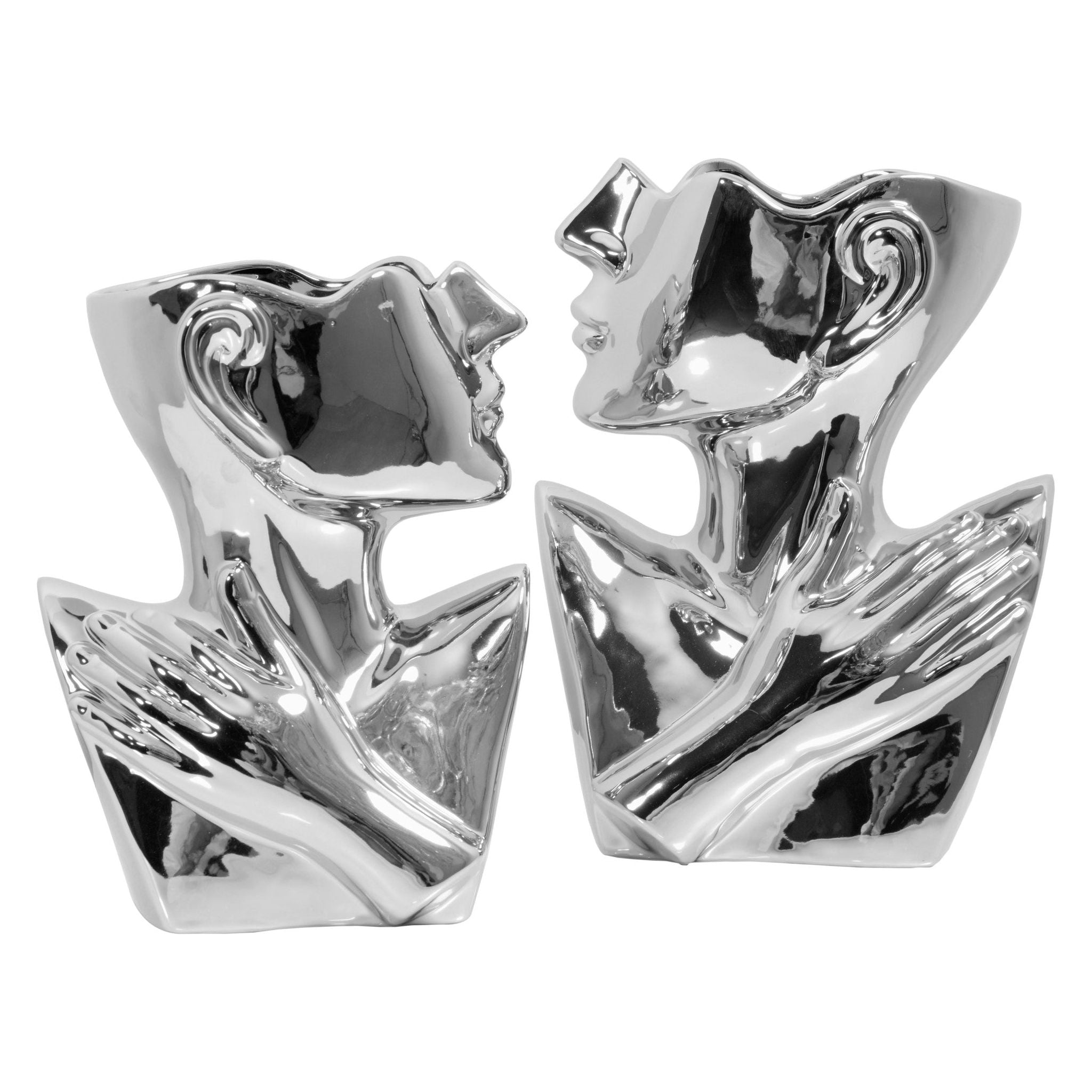 AFD Home  Abstract Torso Vases Silver Set of 2 - New Star Living