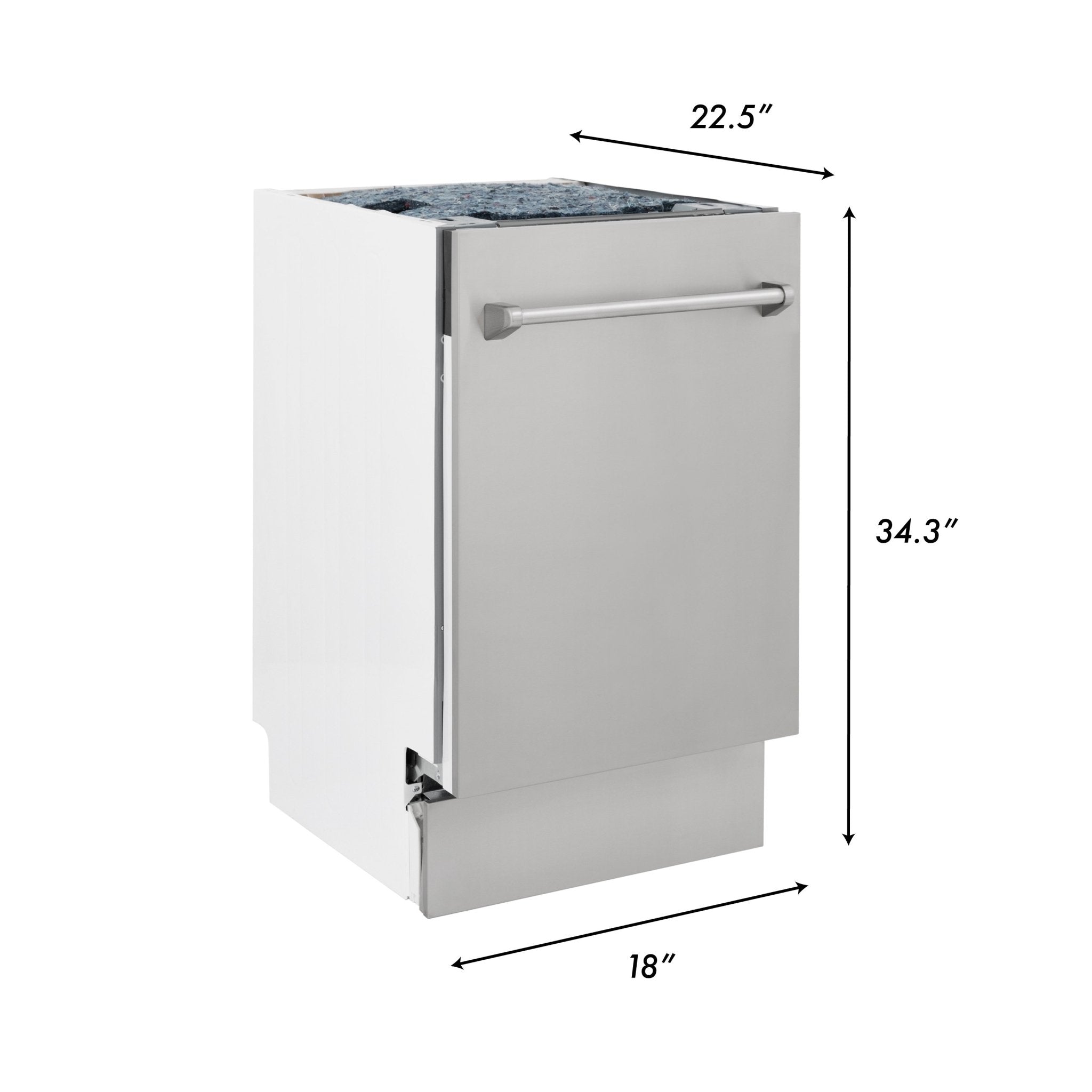 ZLINE Autograph Edition 18" Compact 3rd Rack Top Control Dishwasher in White Matte with Accent Handle, 51dBa (DWVZ-WM-18) - New Star Living