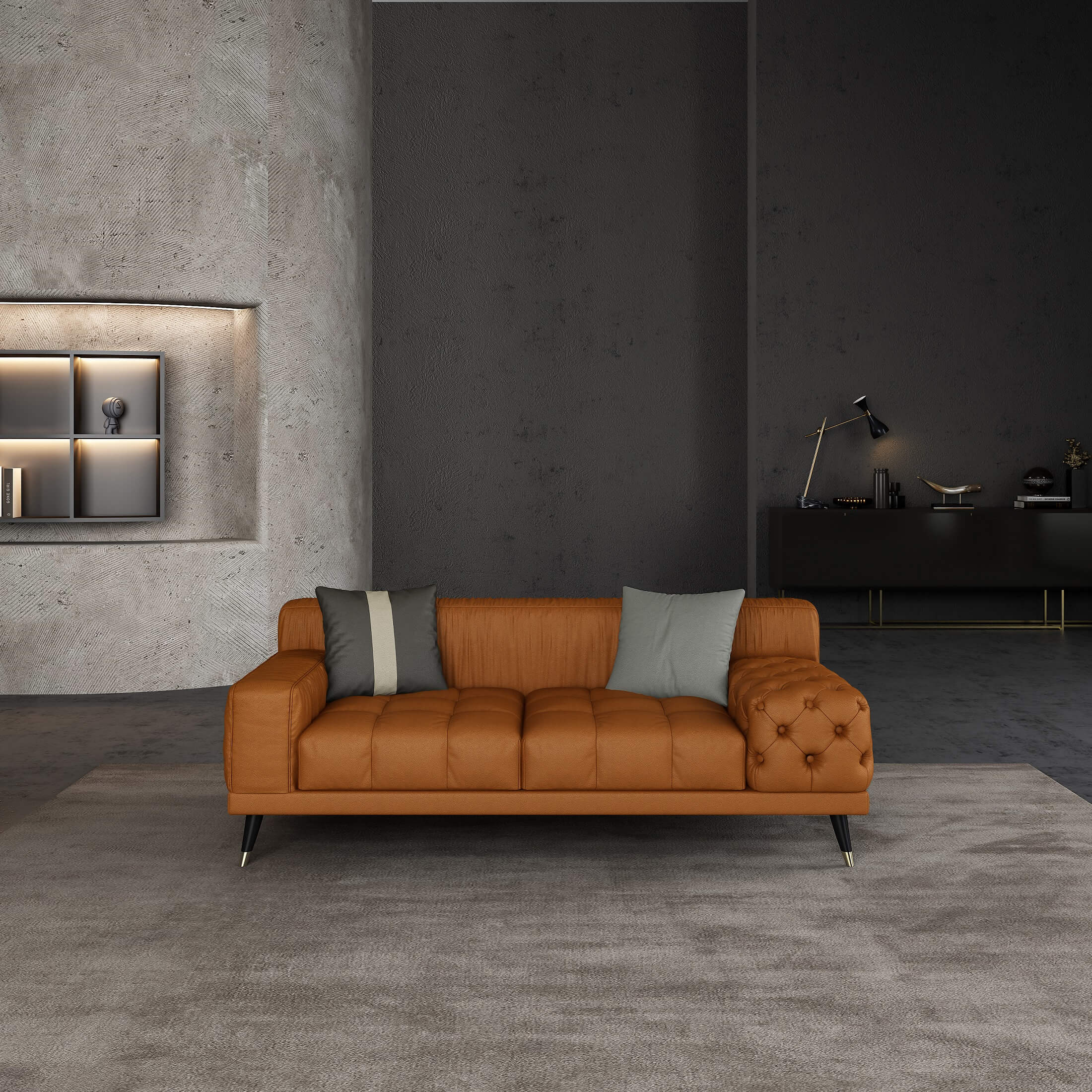 European Furniture - Outlander 3 Piece Sofa Set Cognac Italian Leather - EF-88880 - New Star Living