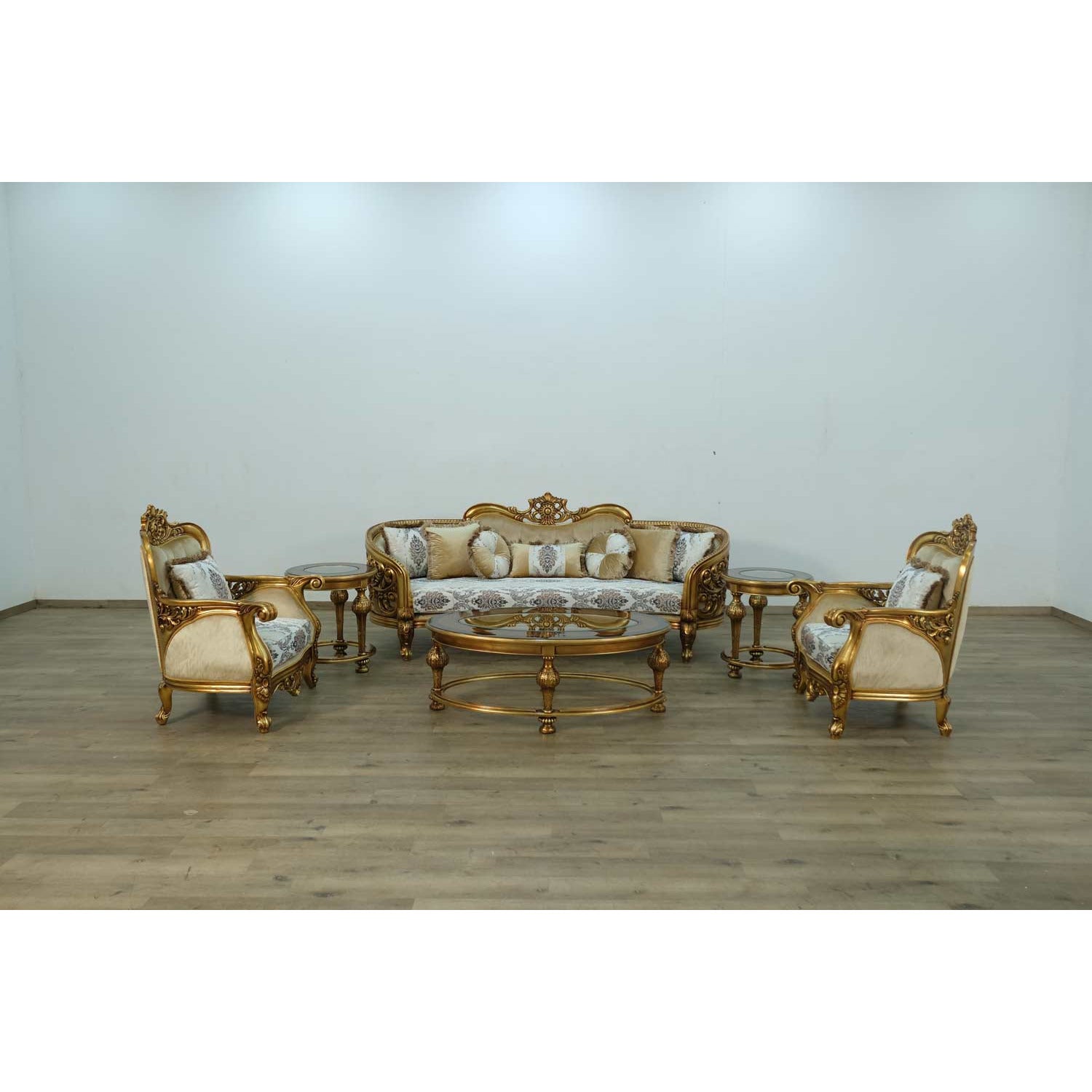 European Furniture - Bellagio Loveseat in Bronze off White-Gold - 30014-L - New Star Living