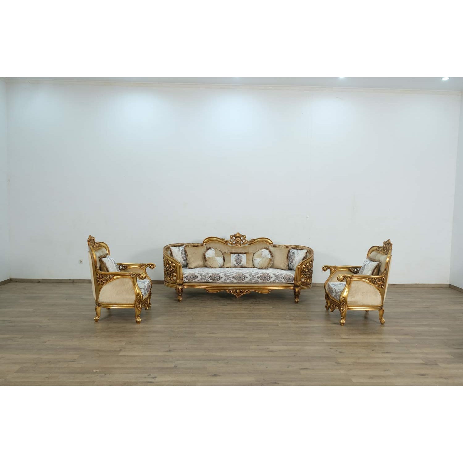 European Furniture - Bellagio Sofa in Bronze off White-Gold - 30014-S - New Star Living