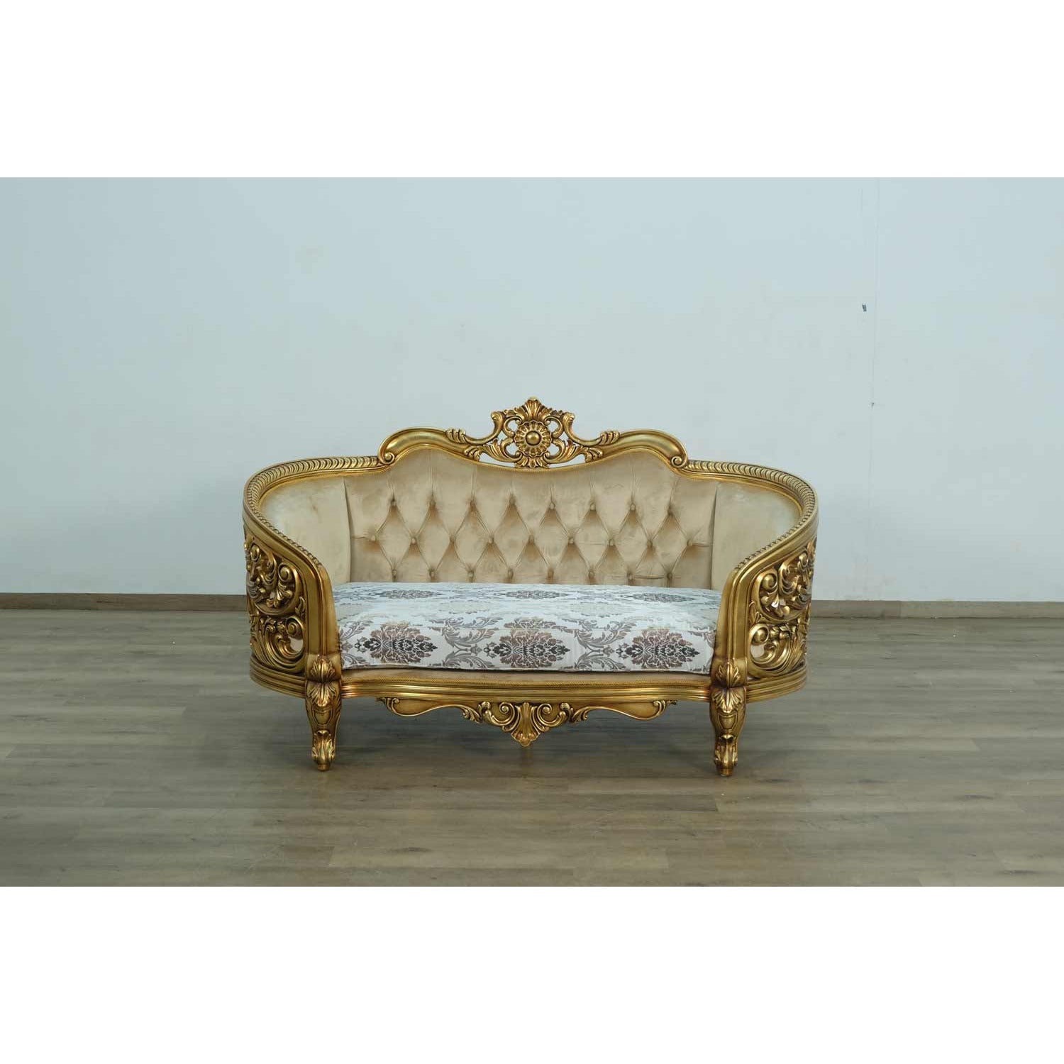 European Furniture - Bellagio Loveseat in Bronze off White-Gold - 30014-L - New Star Living