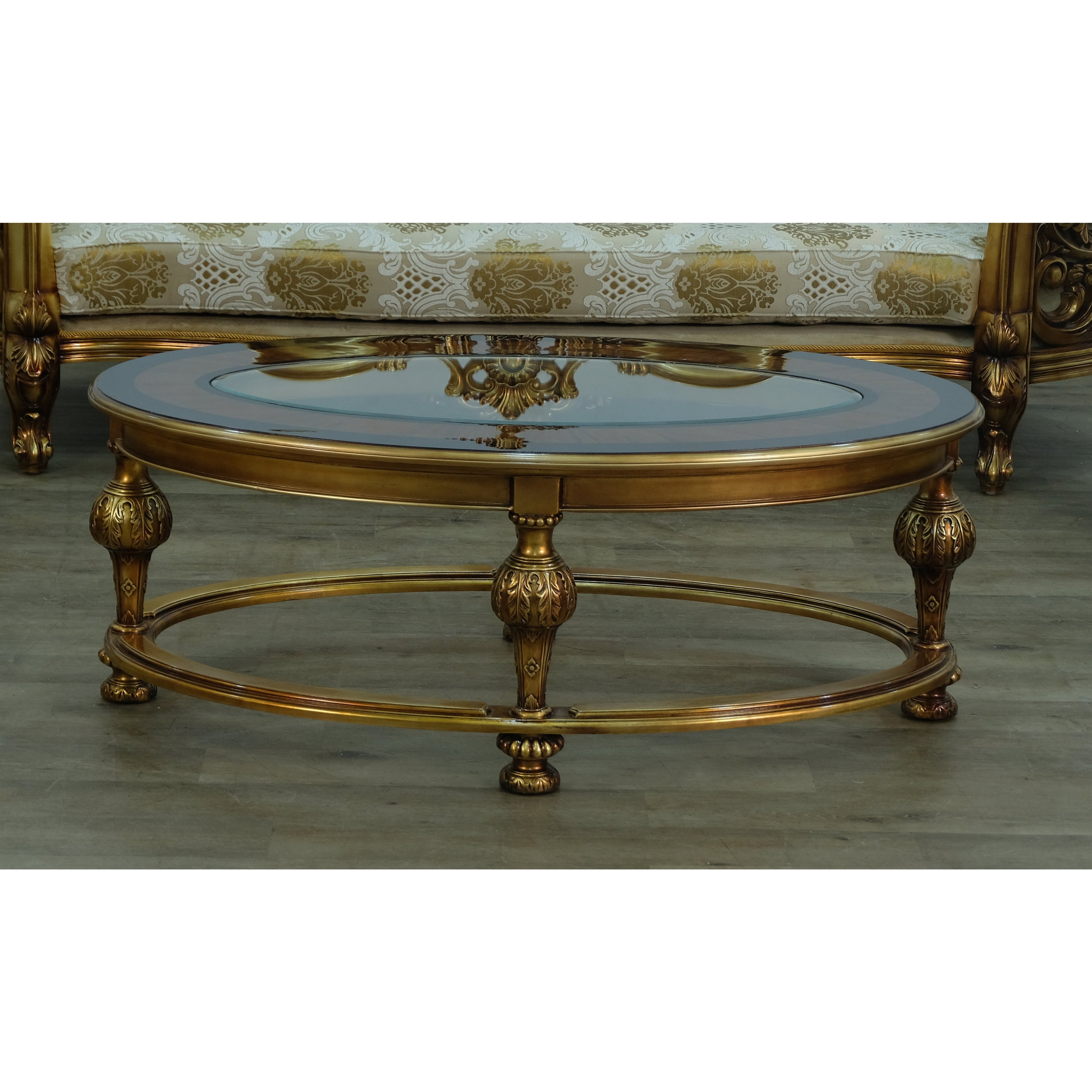 European Furniture - Bellagio Coffee Table in Antique Bronze Gold Fabric- 30016-CT - New Star Living