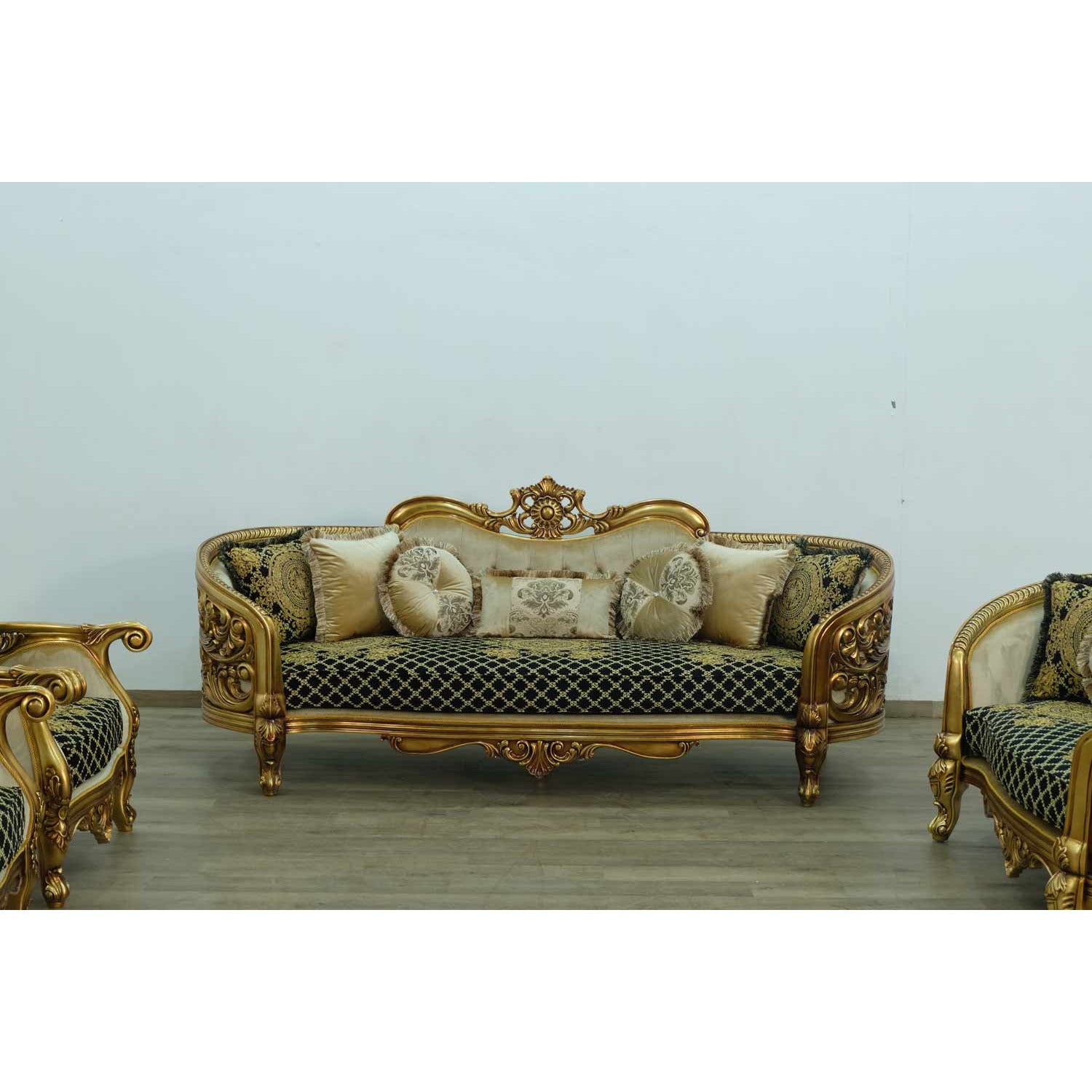 European Furniture - Bellagio Sofa in Antique Bronze Black-Gold - 30018-S - New Star Living